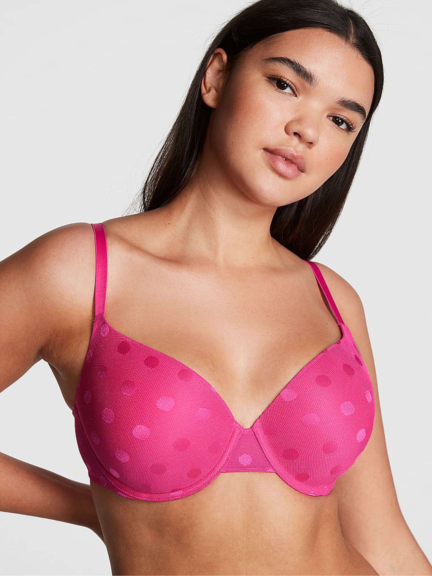 Enchanted Pink Dot Mesh Push Up Bra - Image 1 of 1