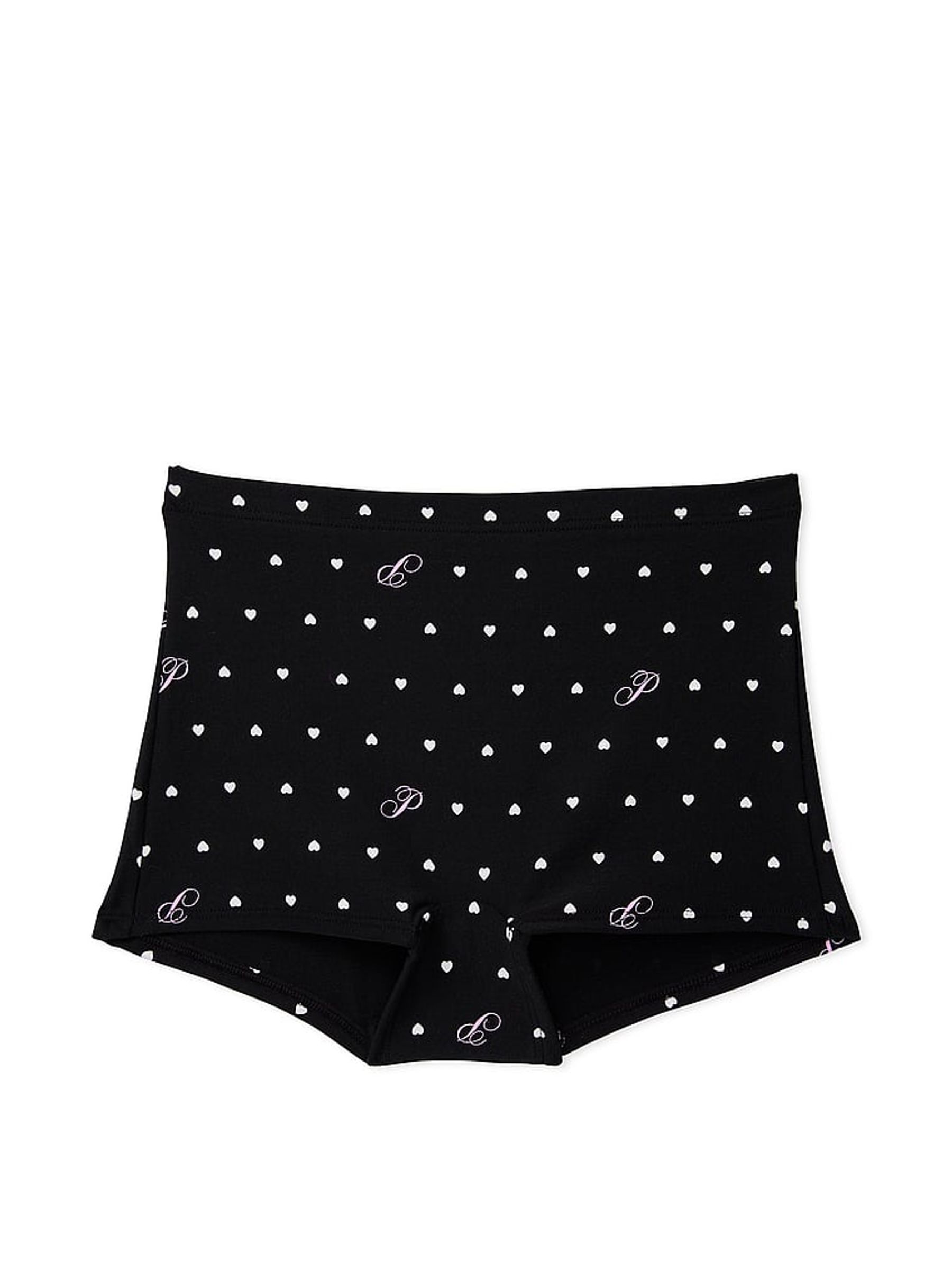 Pure Black Hearts Cotton Boyshort Knickers - Image 3 of 3