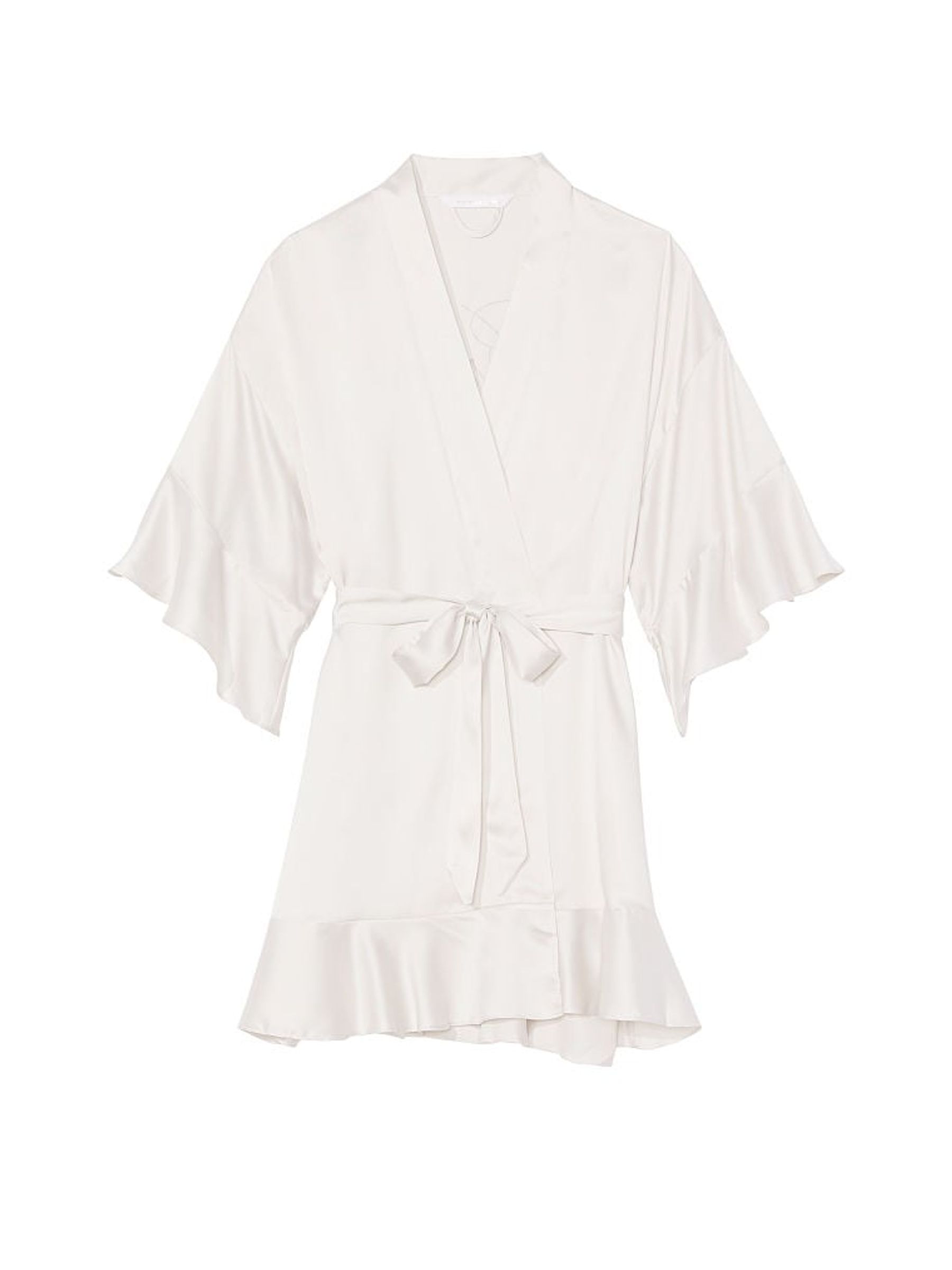 Coconut White Flounce Satin Robe - Image 3 of 4