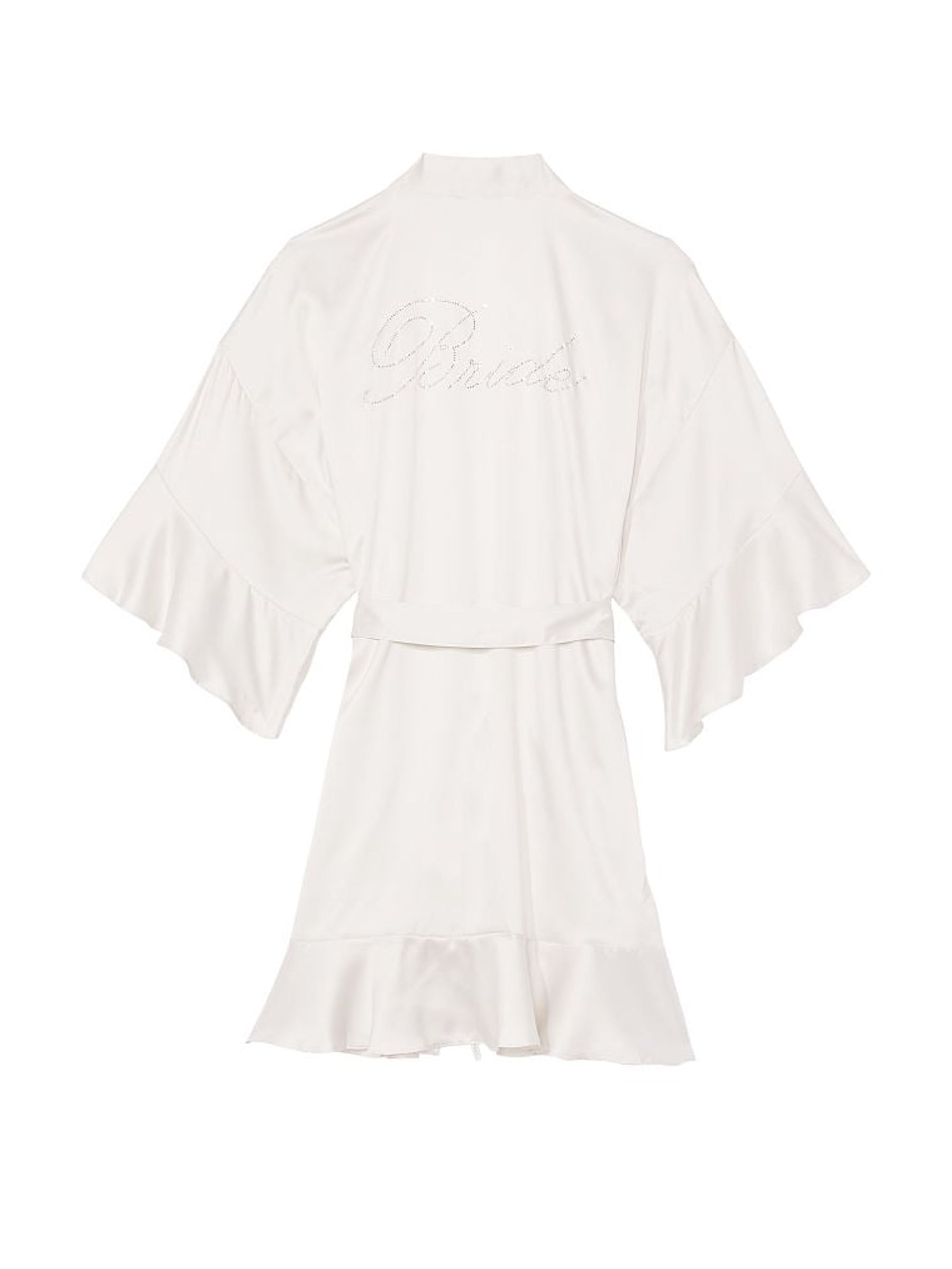 Coconut White Flounce Satin Robe - Image 4 of 4