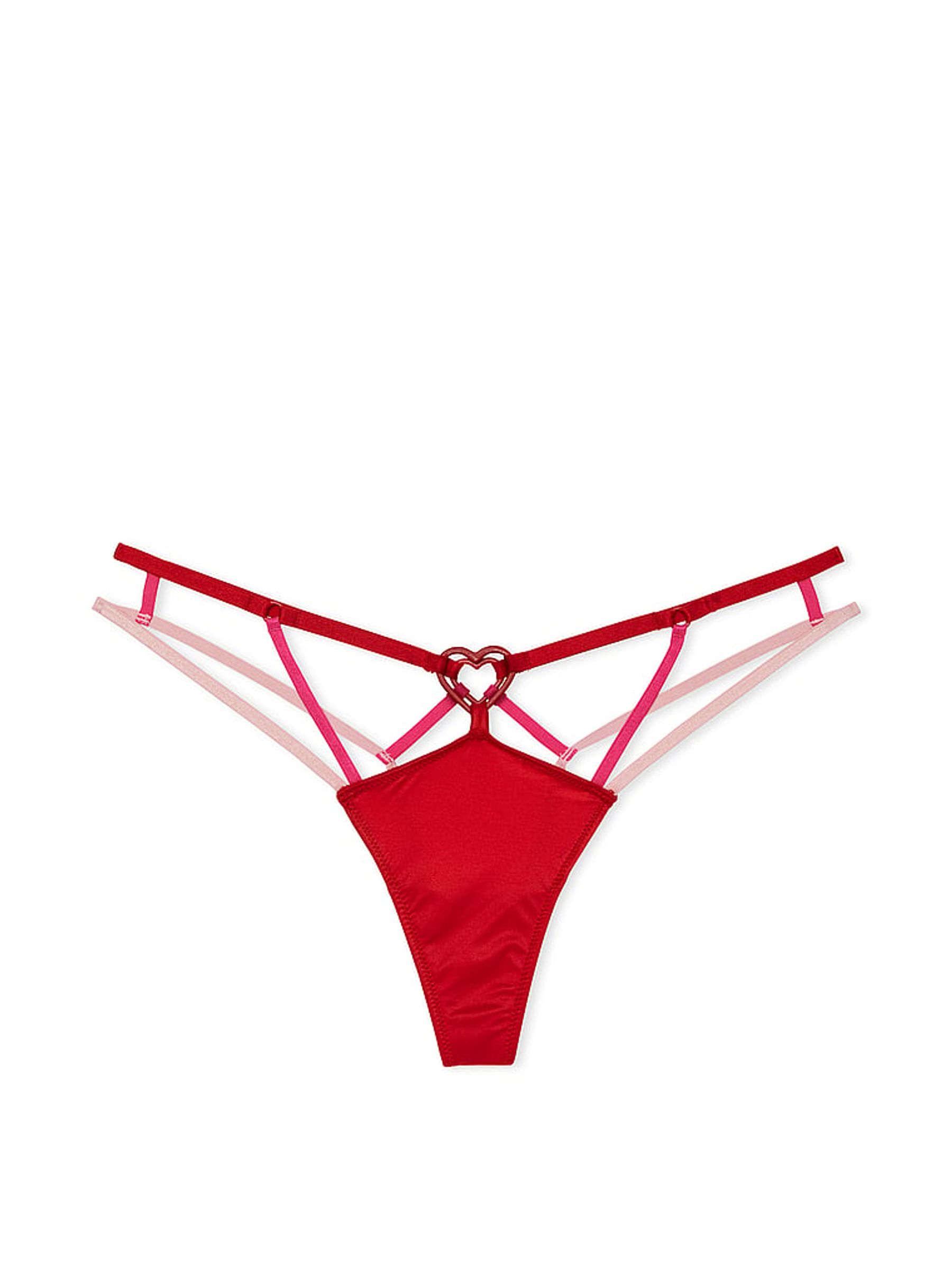 Lipstick Red Thong Strappy Heart Knickers - Image 3 of 3