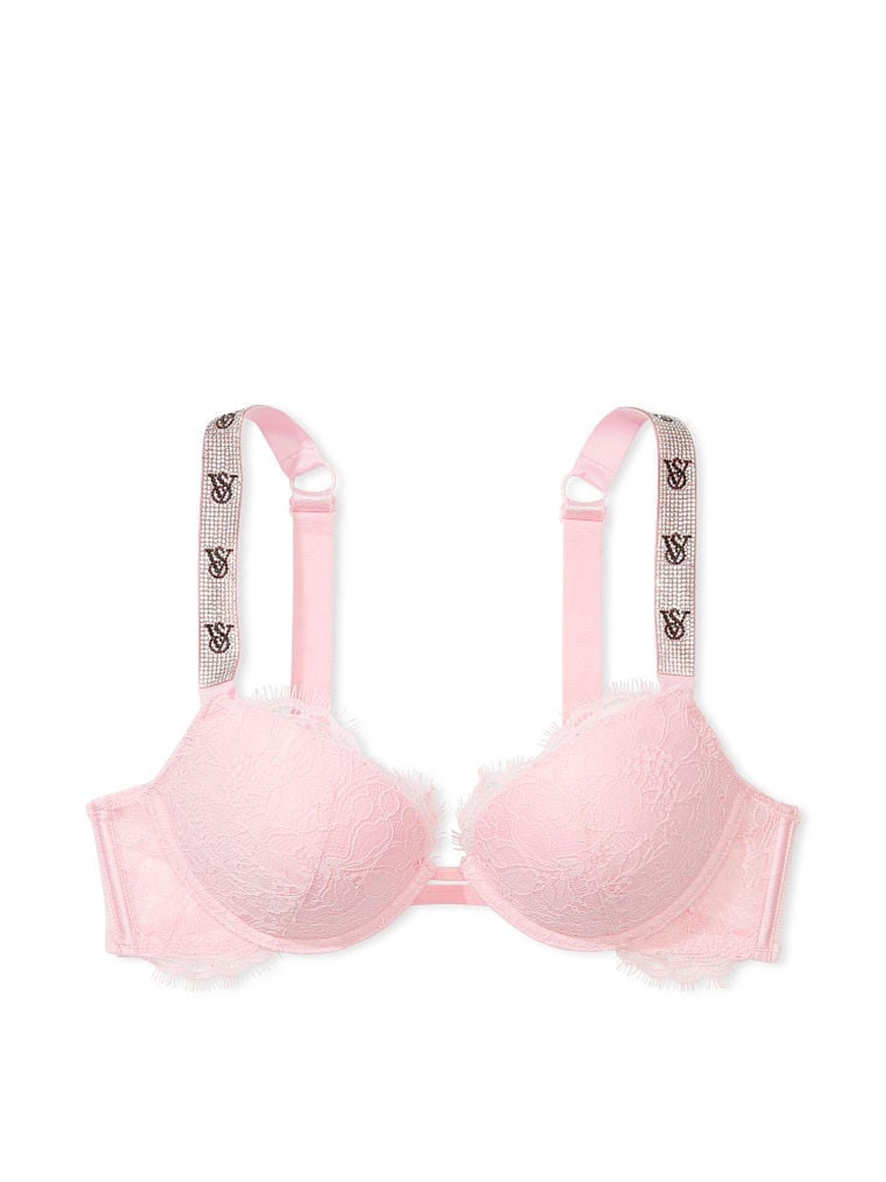 Pretty Blosson Pink Monogram Push Up Shine Strap Bra - Image 3 of 3