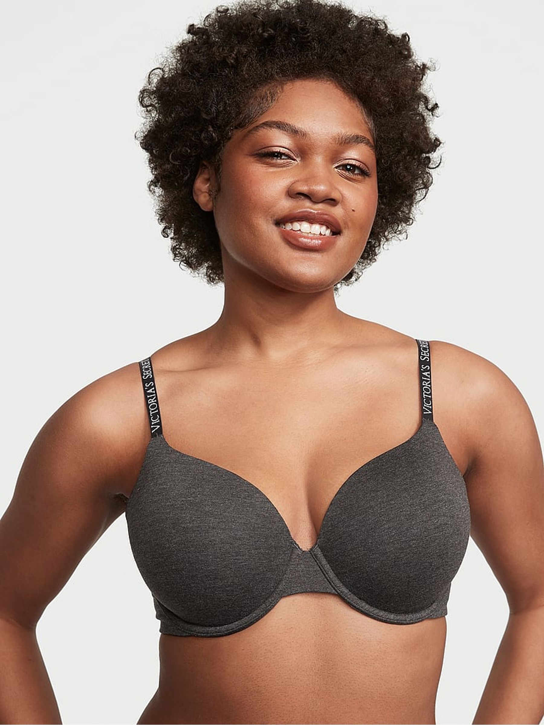 Charcoal Heather Grey Cotton Full Cup Push Up Bra - Image 1 of 3