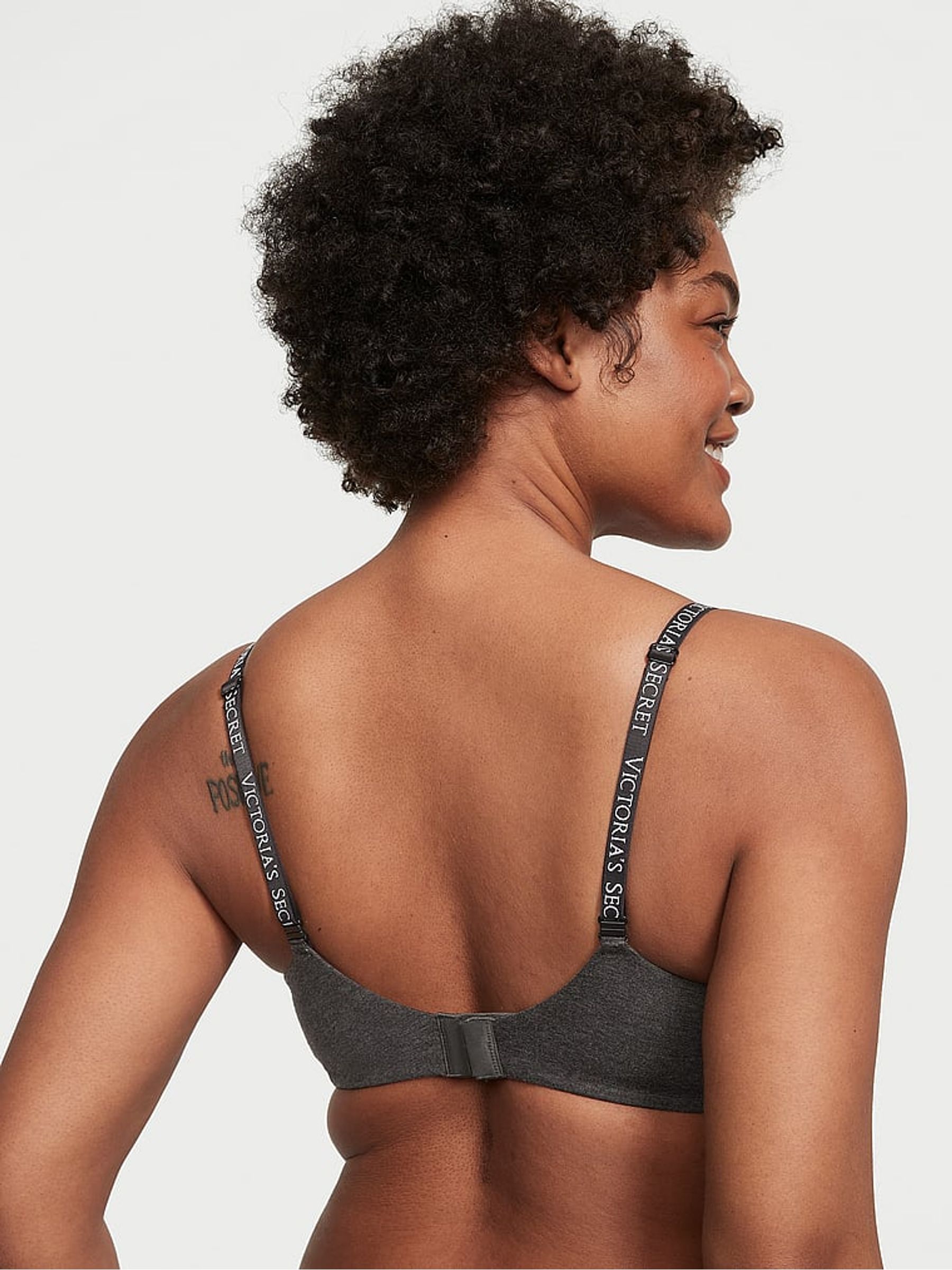 Charcoal Heather Grey Cotton Full Cup Push Up Bra - Image 2 of 3