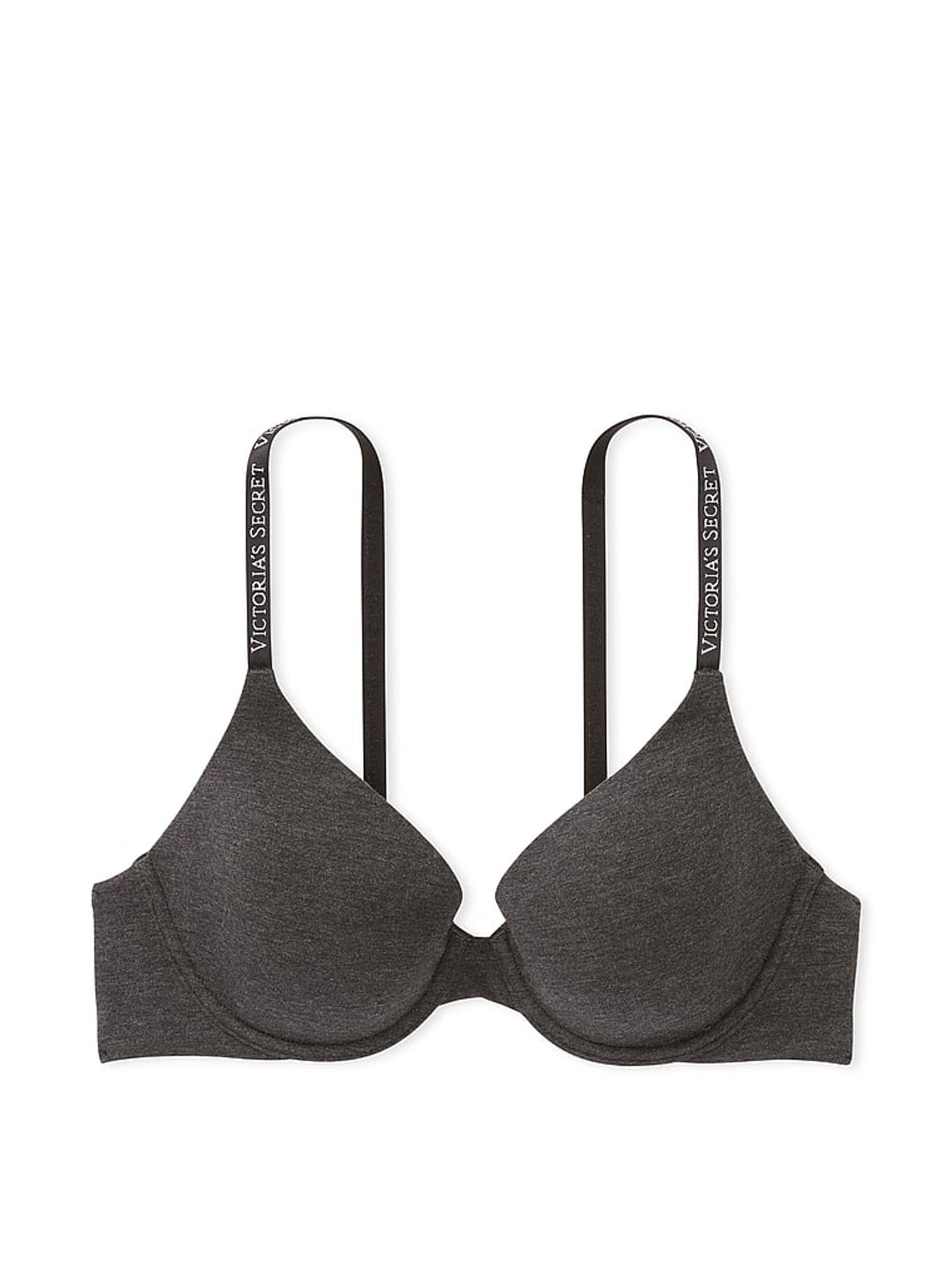 Charcoal Heather Grey Cotton Full Cup Push Up Bra - Image 3 of 3