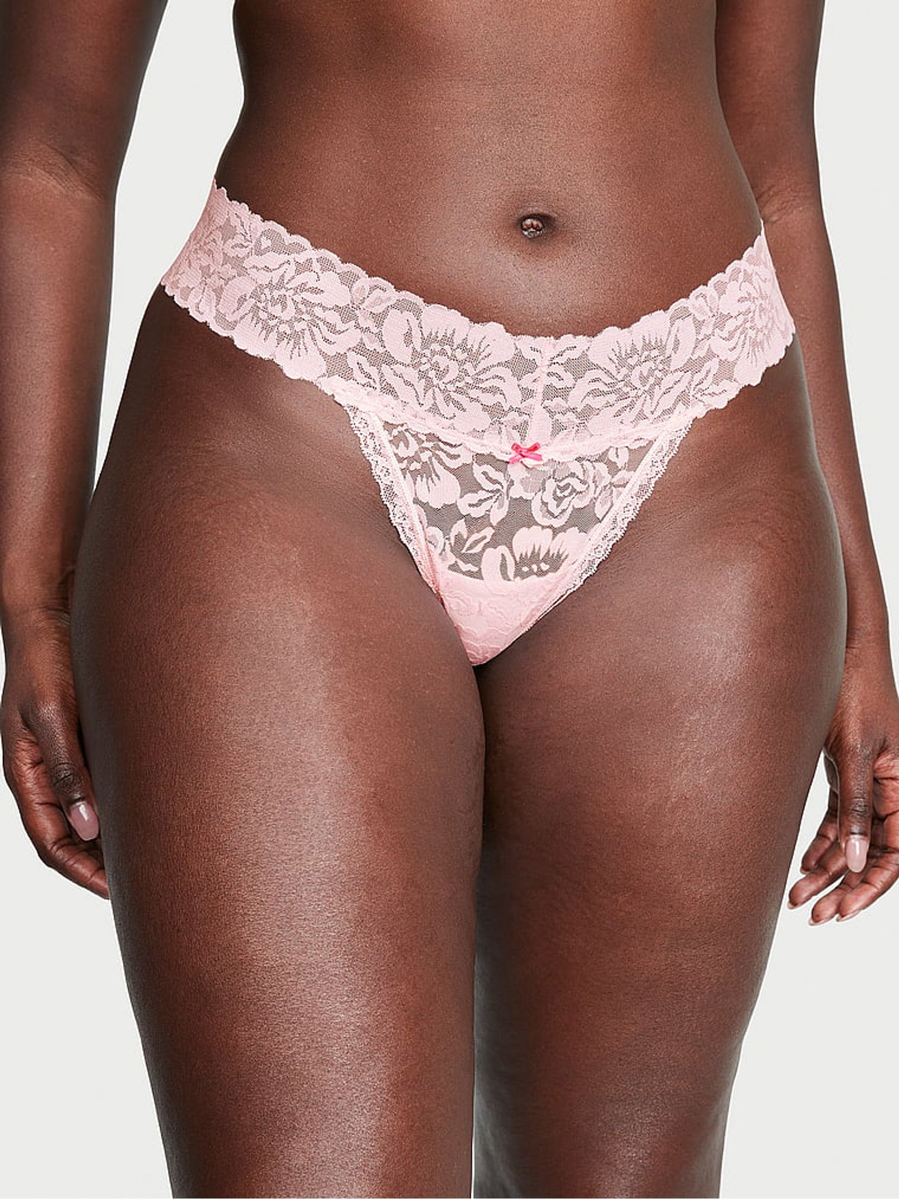 Pretty Blossom Pink Roses Thong Lace Knickers - Image 1 of 1