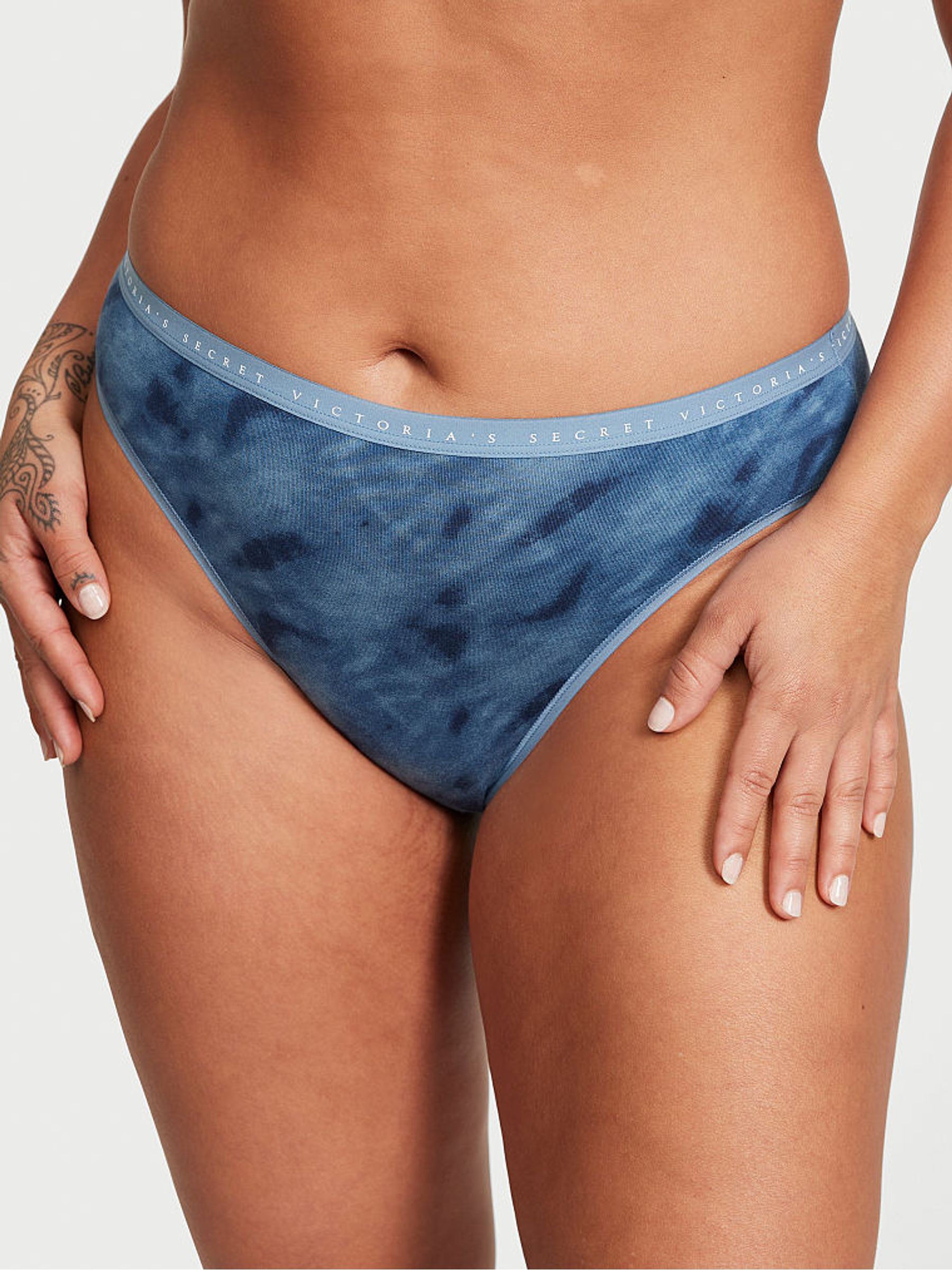 Faded Denim Blue Printed Brief Knickers - Image 1 of 3