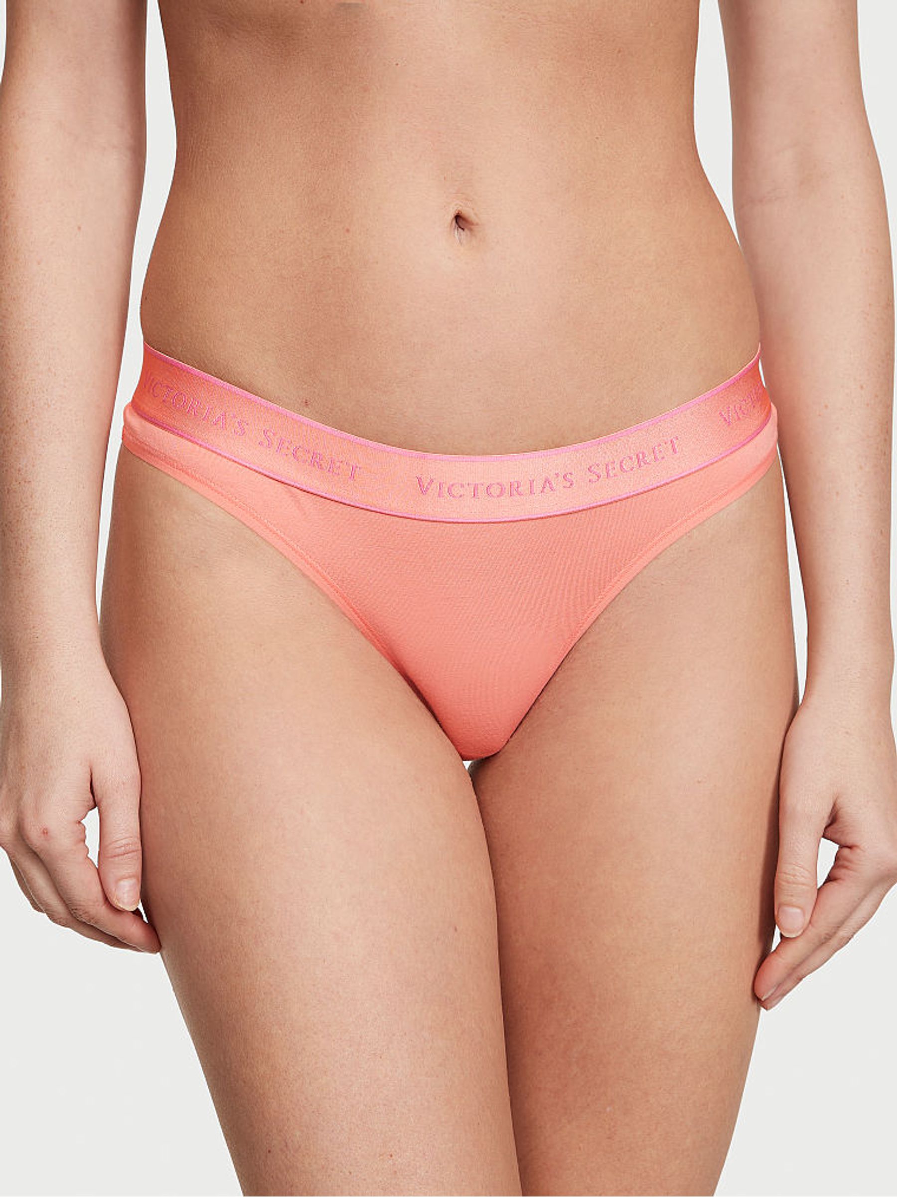 Punchy Peach Orange Thong Logo Knickers - Image 1 of 1