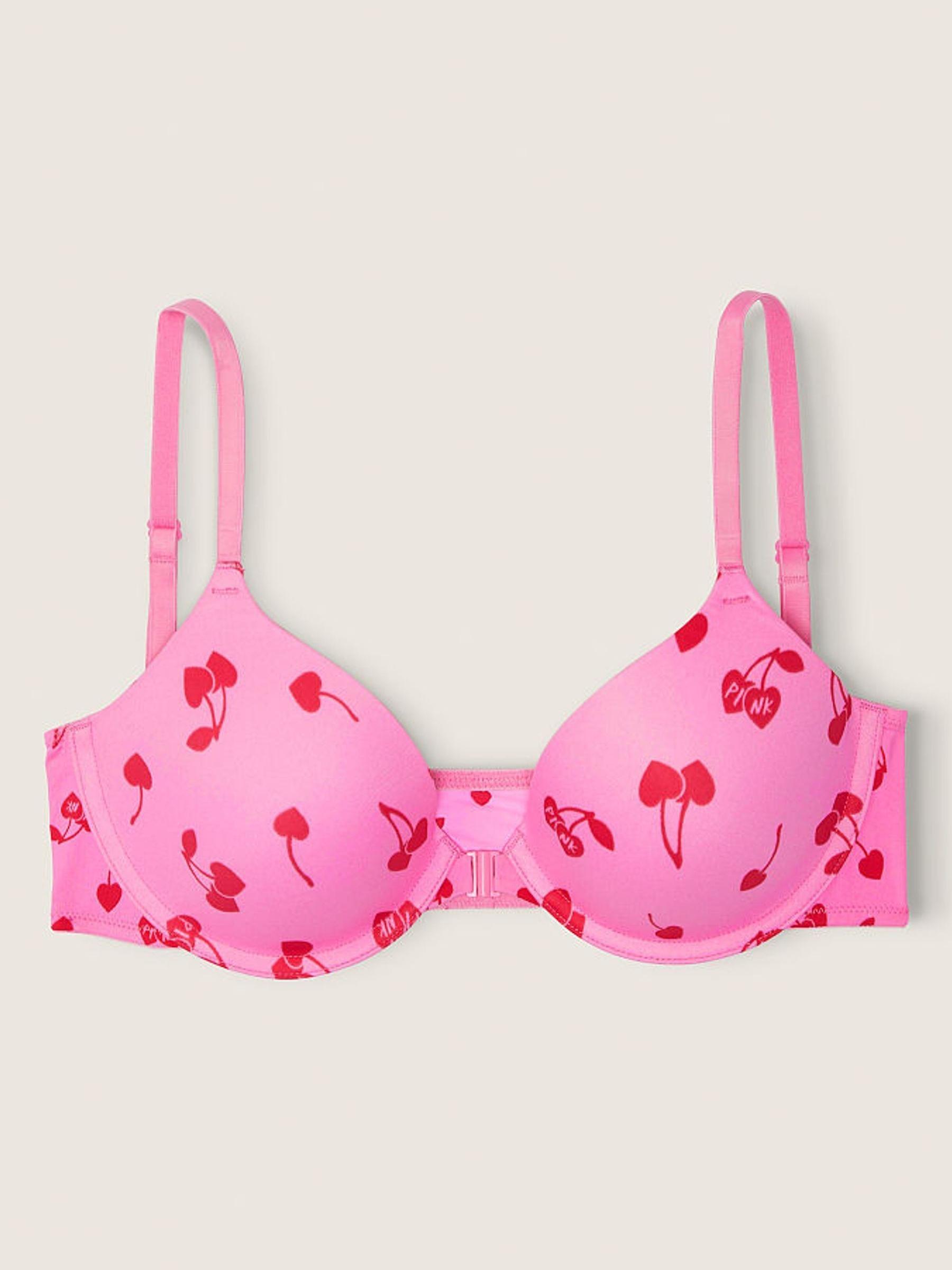 Cherry Print Pink Front Fastening Lightly Lined T-Shirt Bra - Image 4 of 6