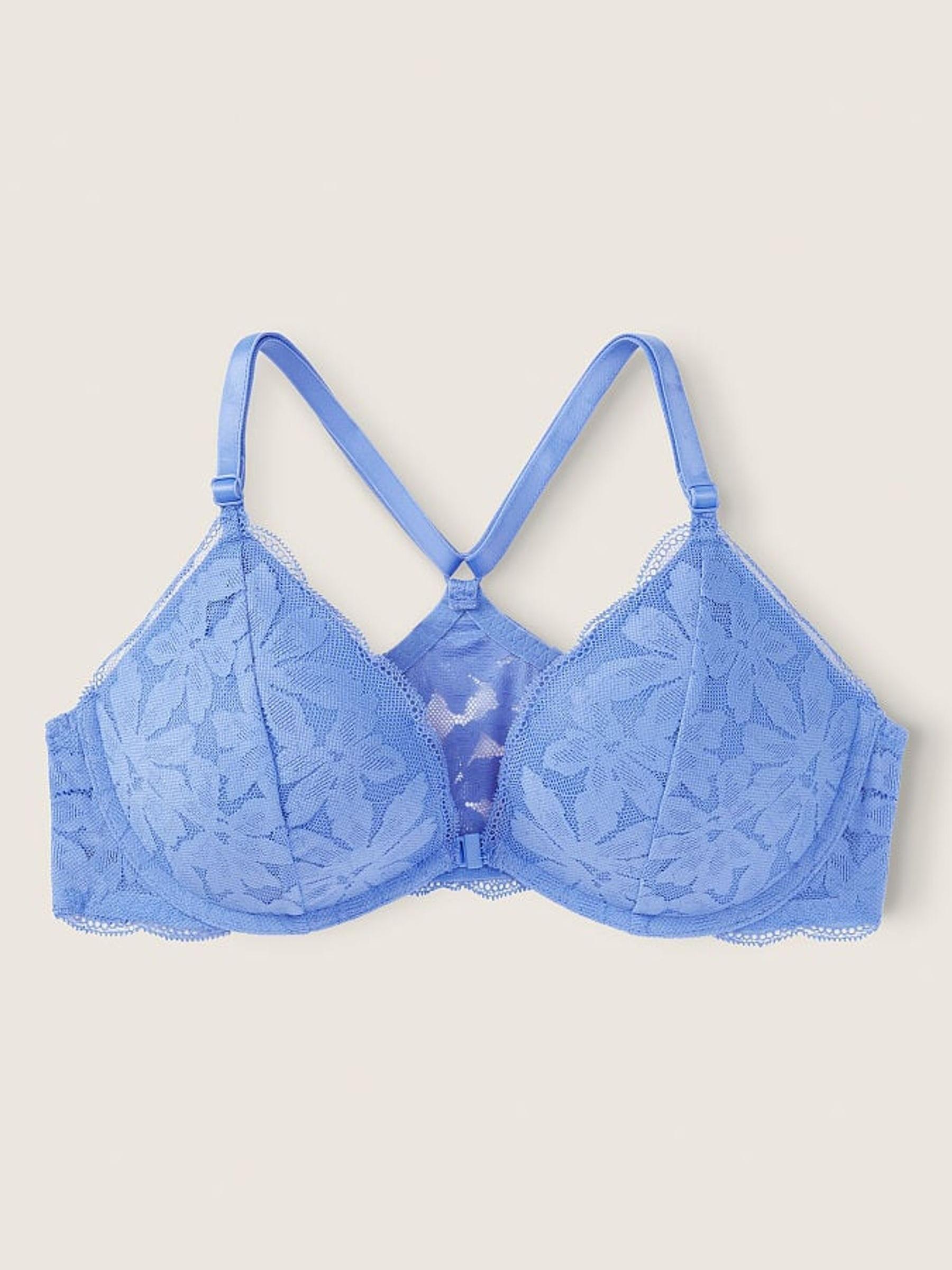 Cornflower Blue Lace Front Fastening Push Up Bra - Image 1 of 1