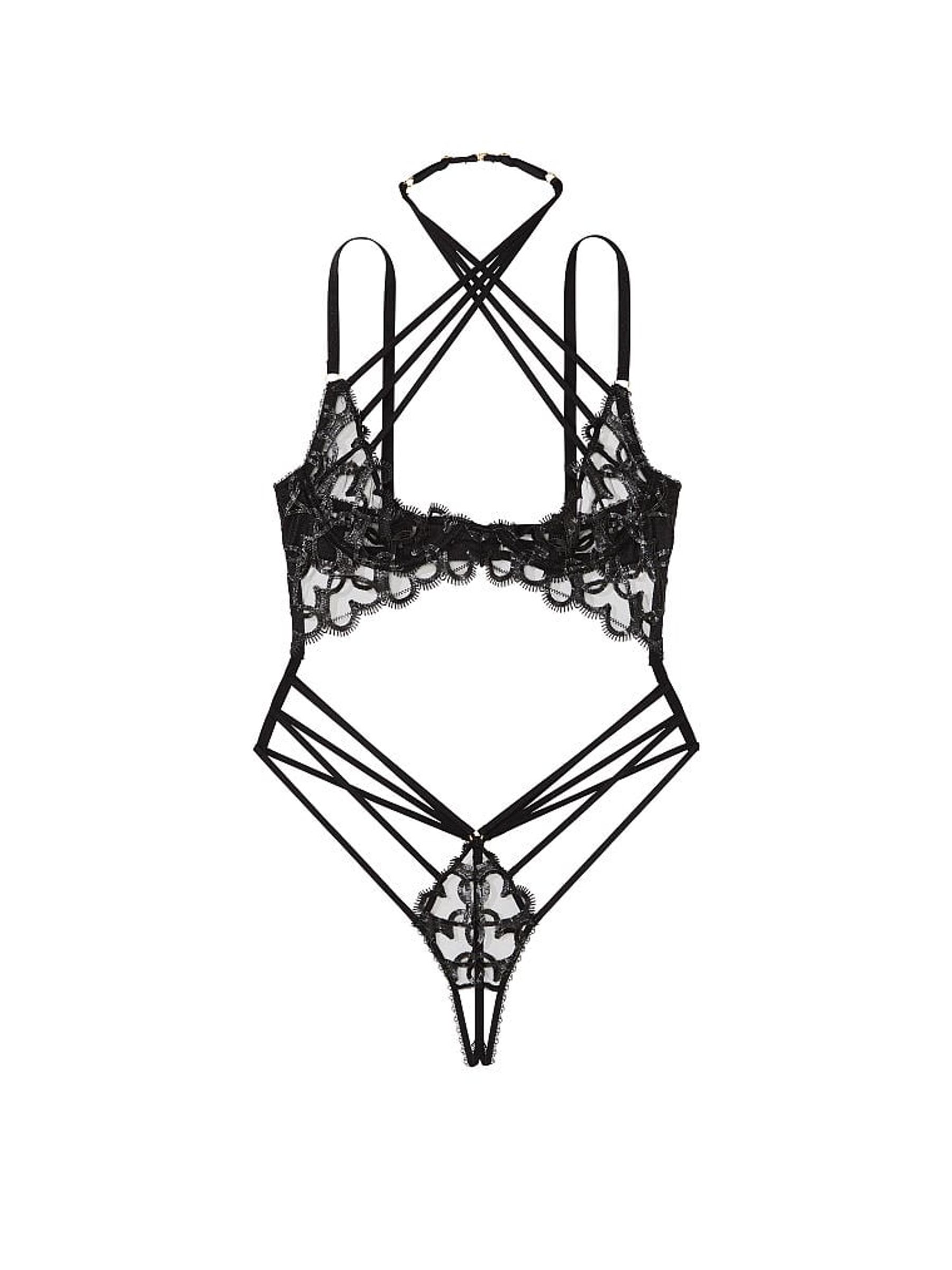 Black Chain Heart Crotchless Bodysuit - Image 3 of 3