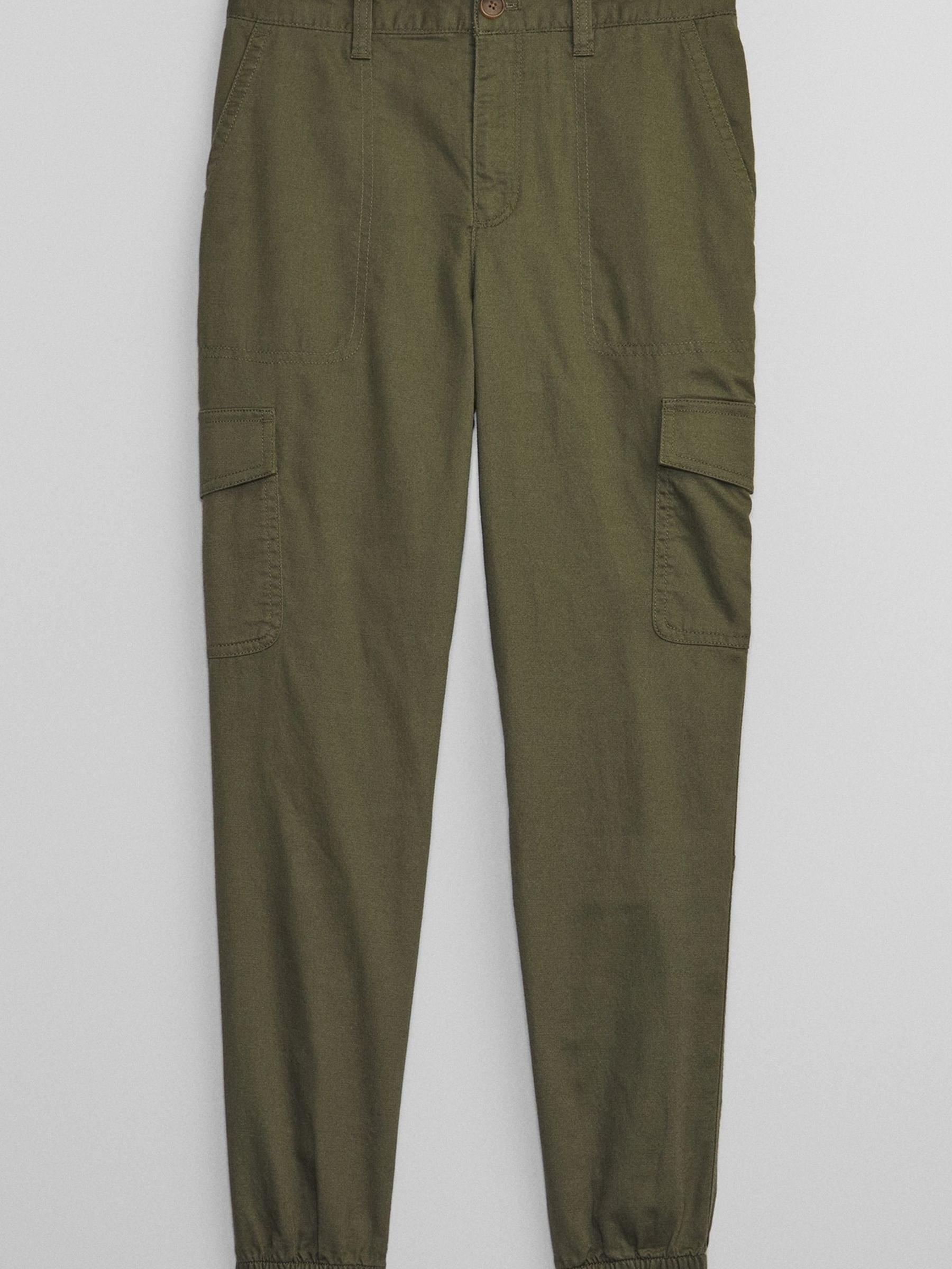 Green Twill Girlfriend Cargo Trousers with Washwell - Image 1 of 5