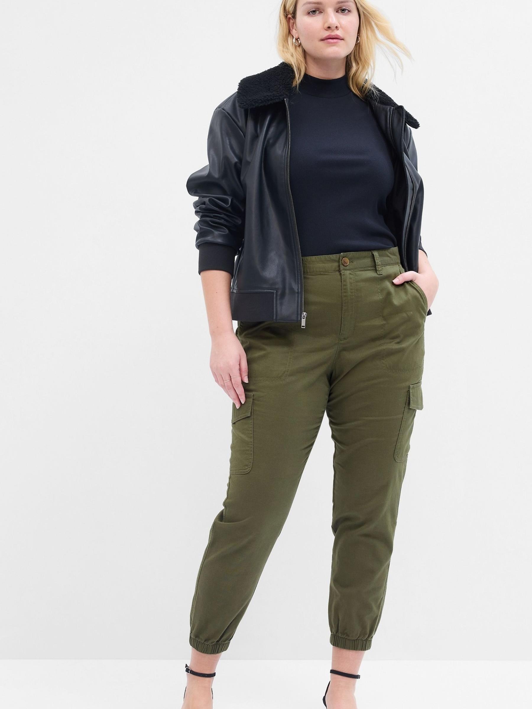 Green Twill Girlfriend Cargo Trousers with Washwell - Image 3 of 5