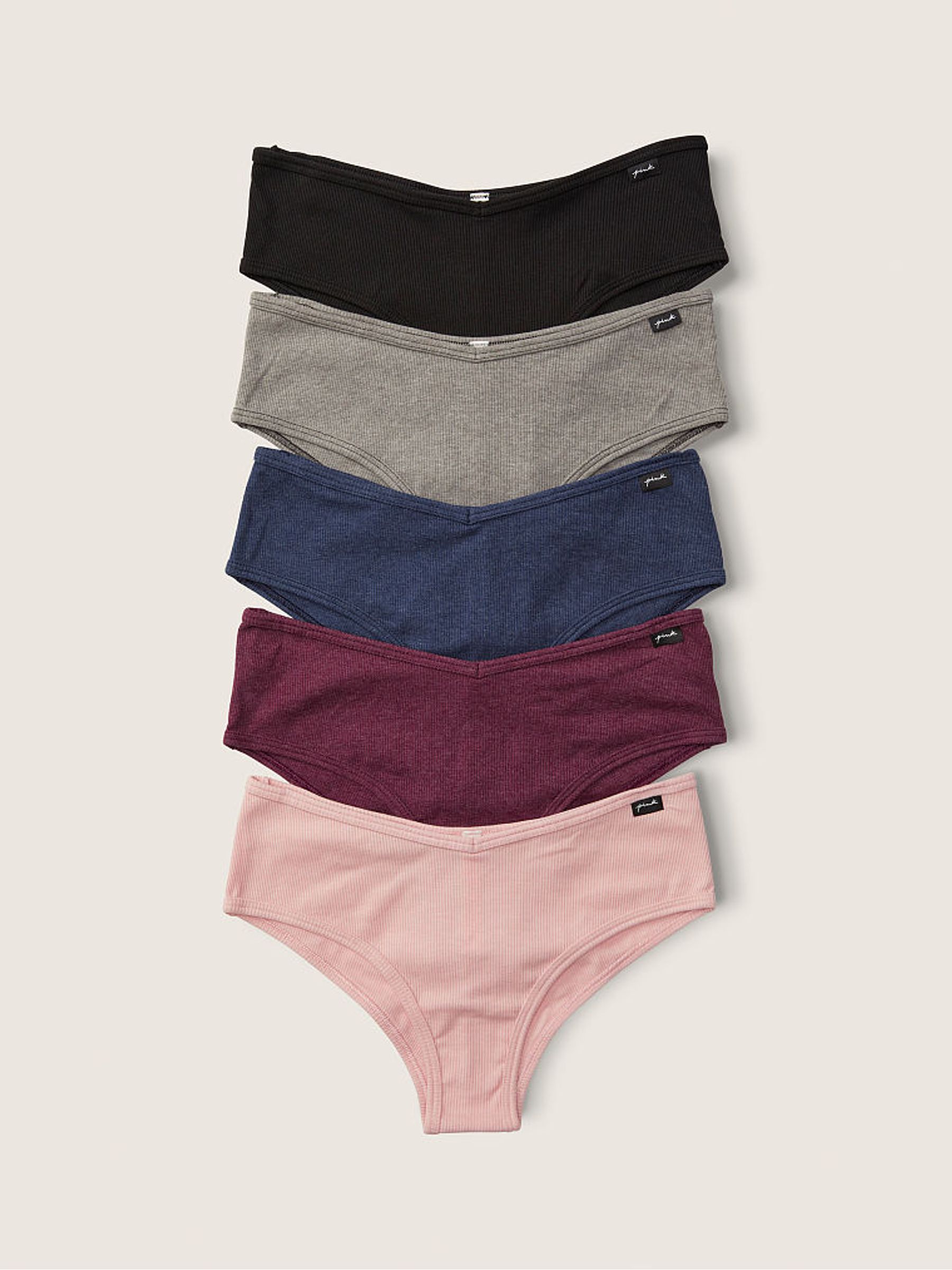 Black/Grey/Pink/Blue Cheeky Cotton 5 Pack Knickers - Image 1 of 2