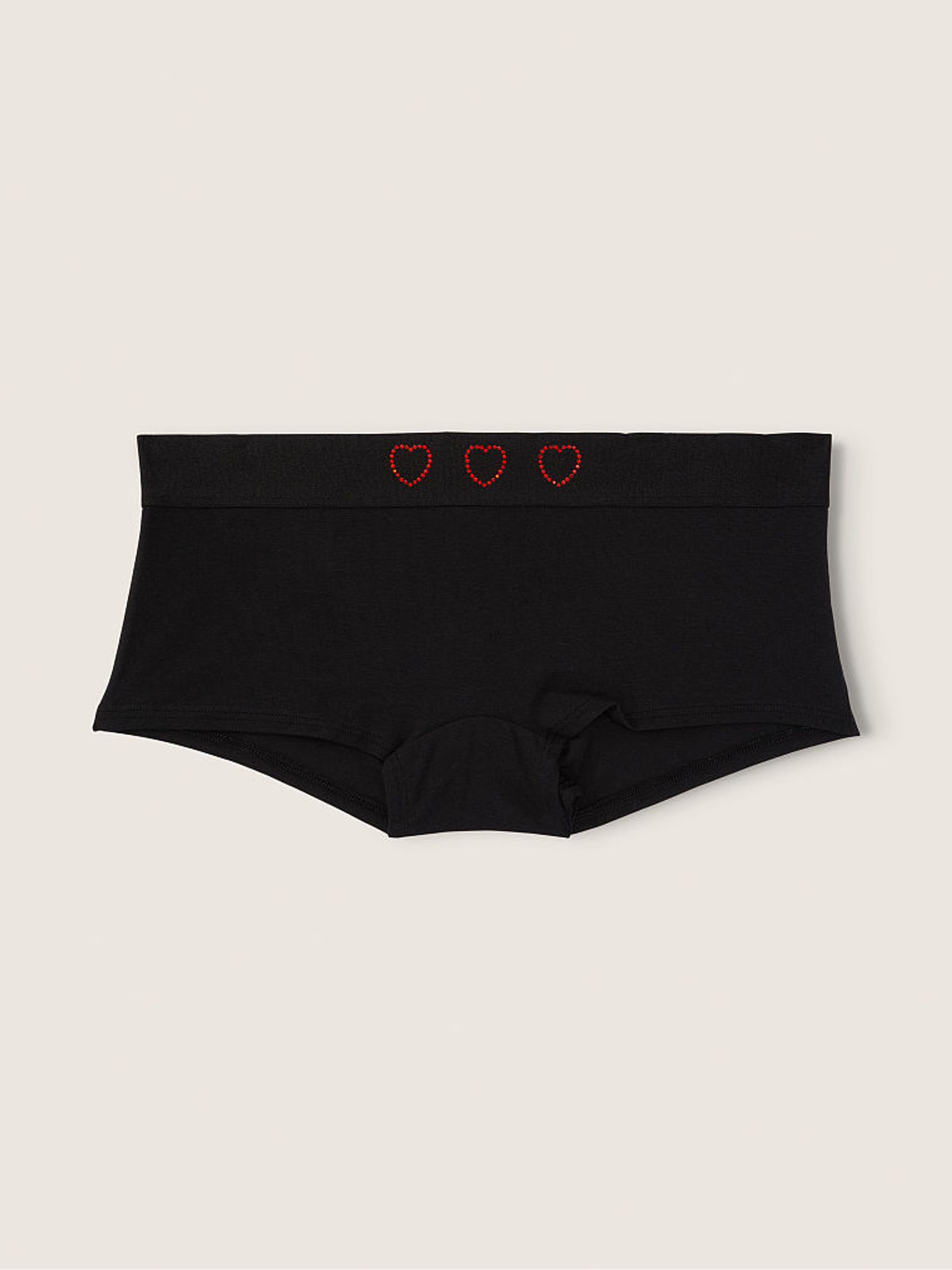 Pure Black with Short Diamente Band Black Short Cotton Logo Knickers - Image 2 of 3