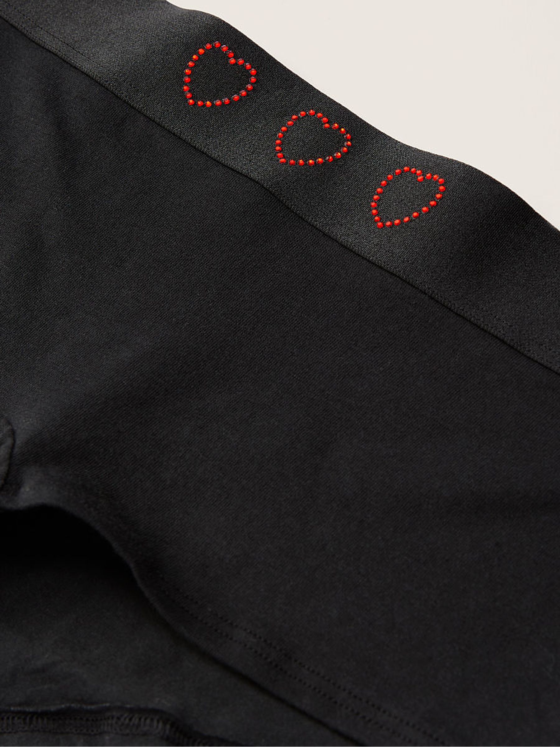 Pure Black with Short Diamente Band Black Short Cotton Logo Knickers - Image 3 of 3