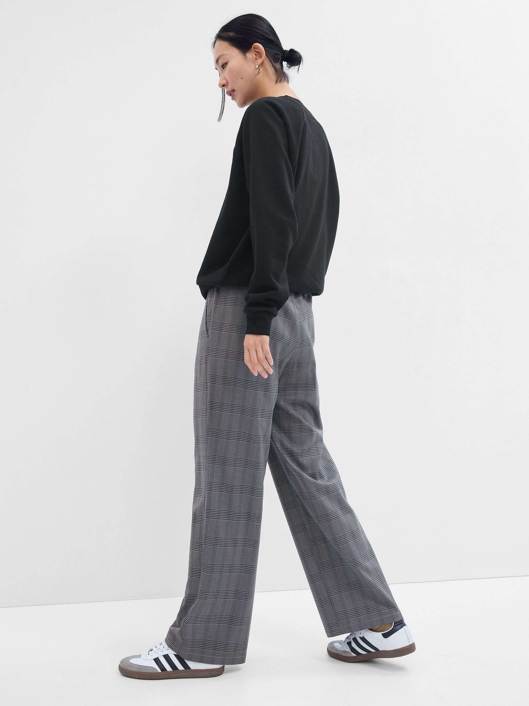 Grey Mid Rise Easy Wide-Leg Twill Trousers - Image 2 of 2
