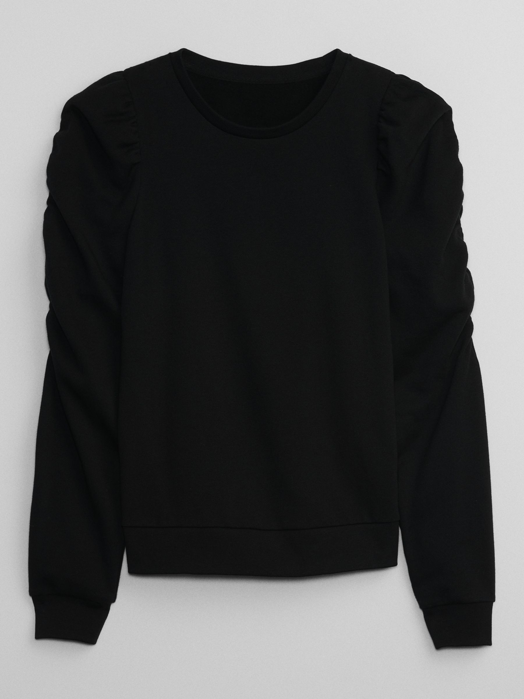 Black Puff Sleeve Crew Neck Sweatshirt - Image 5 of 6