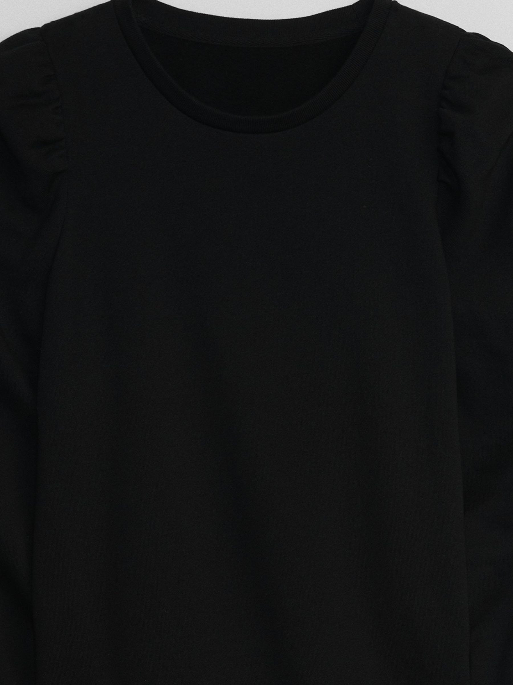 Black Puff Sleeve Crew Neck Sweatshirt - Image 6 of 6