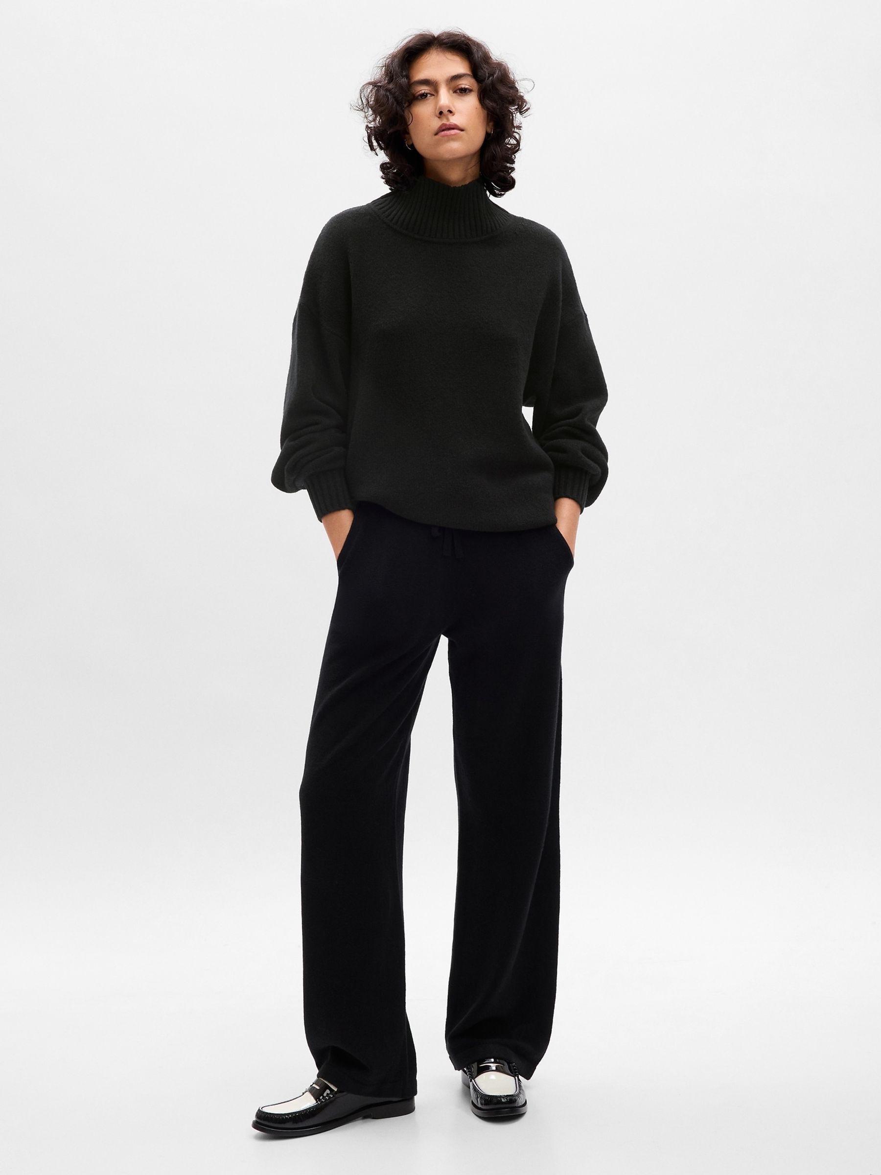 Black CashSoft Mock Neck Long Sleeve Jumper Gap