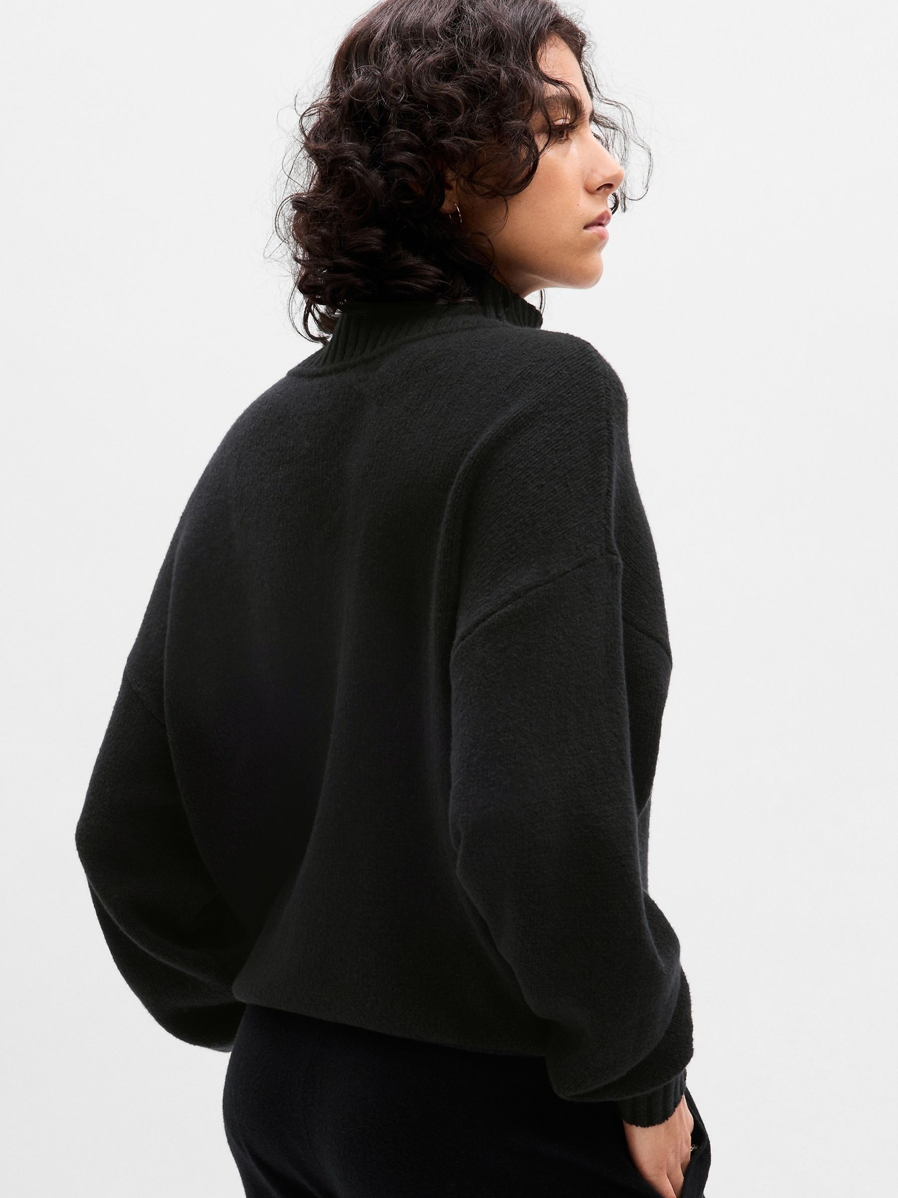 Black CashSoft Mock Neck Long Sleeve Jumper - Image 2 of 5