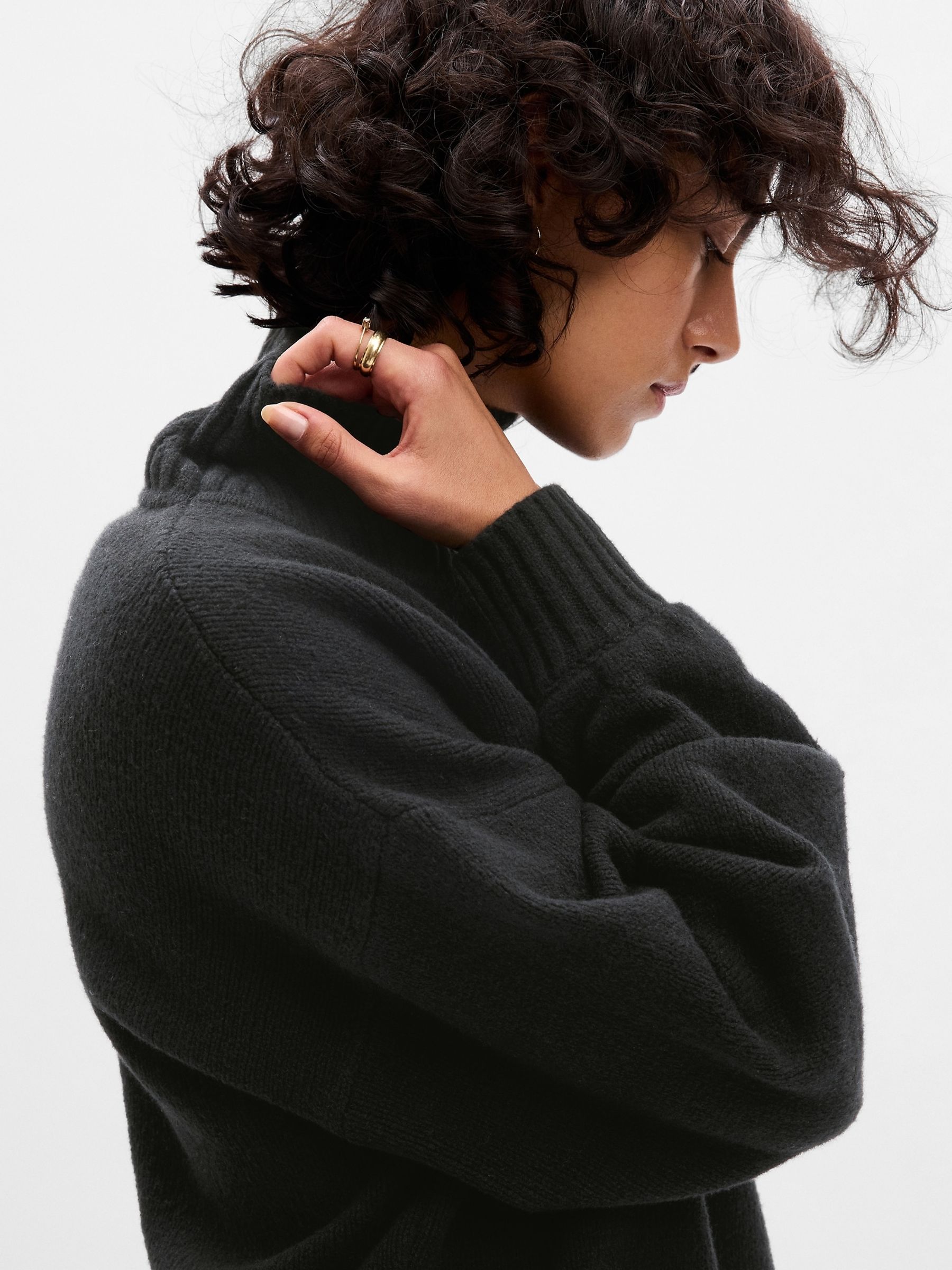 Black CashSoft Mock Neck Long Sleeve Jumper - Image 3 of 5
