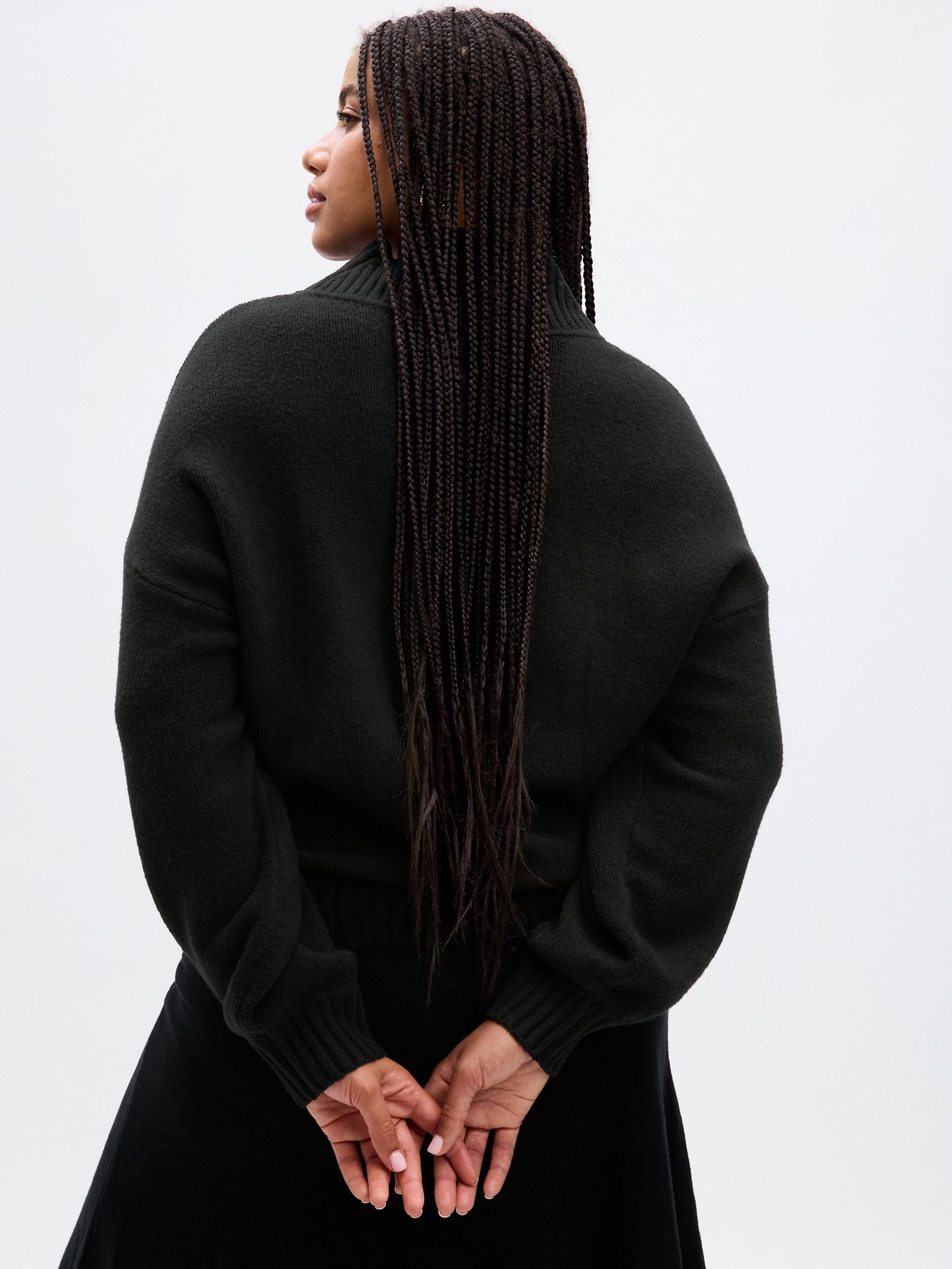Black CashSoft Mock Neck Long Sleeve Jumper - Image 5 of 5