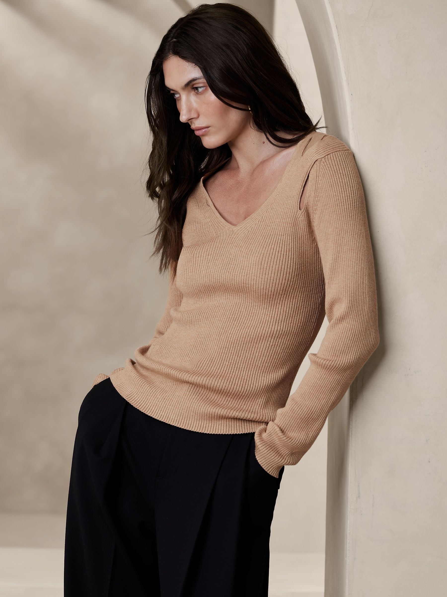 Banana Republic Nude Magdalena Cut-Out Top - Image 1 of 1
