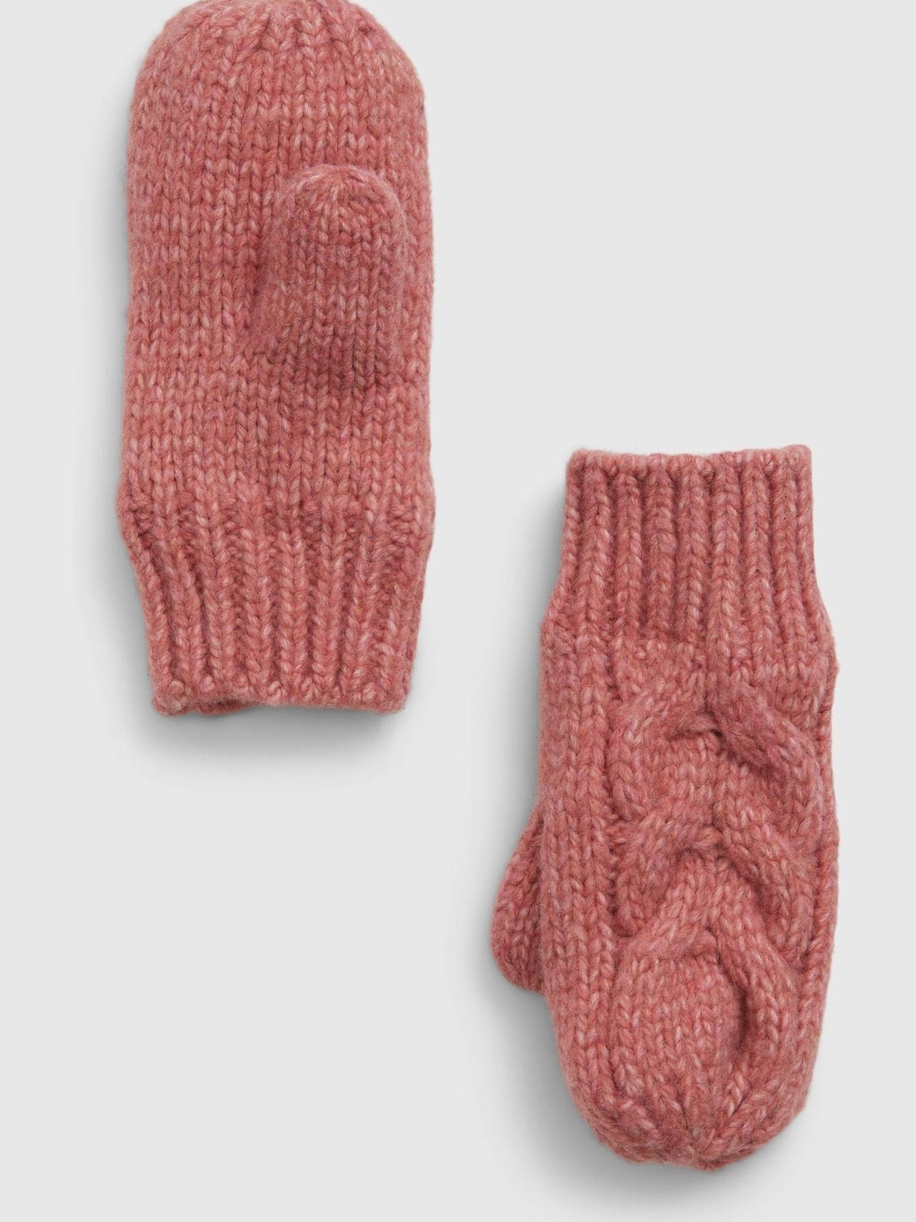 Pink Cable-Knit Mittens - Image 1 of 1