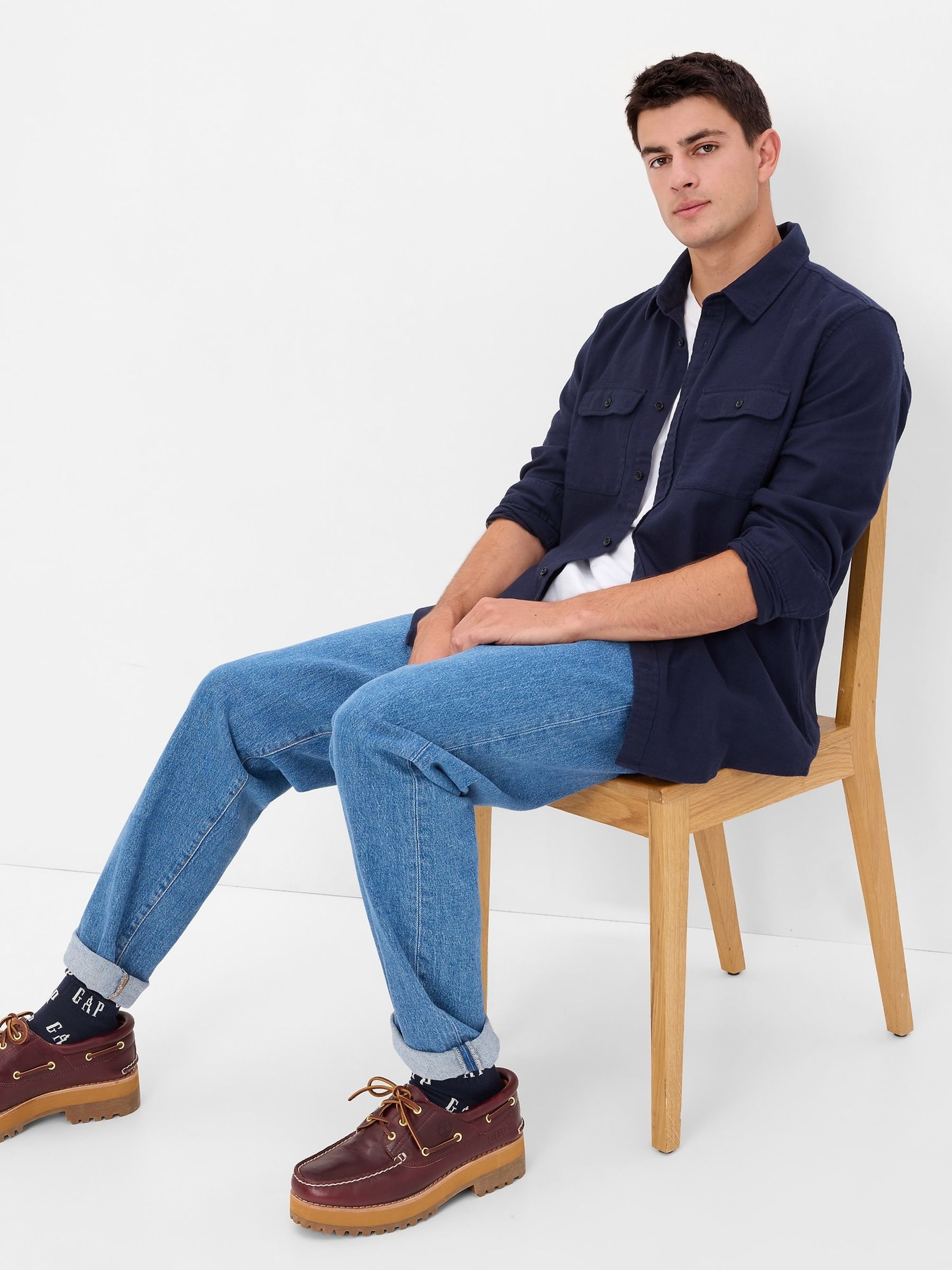 Blue Button-Up Pocket Long Sleeve Shirt - Image 1 of 1