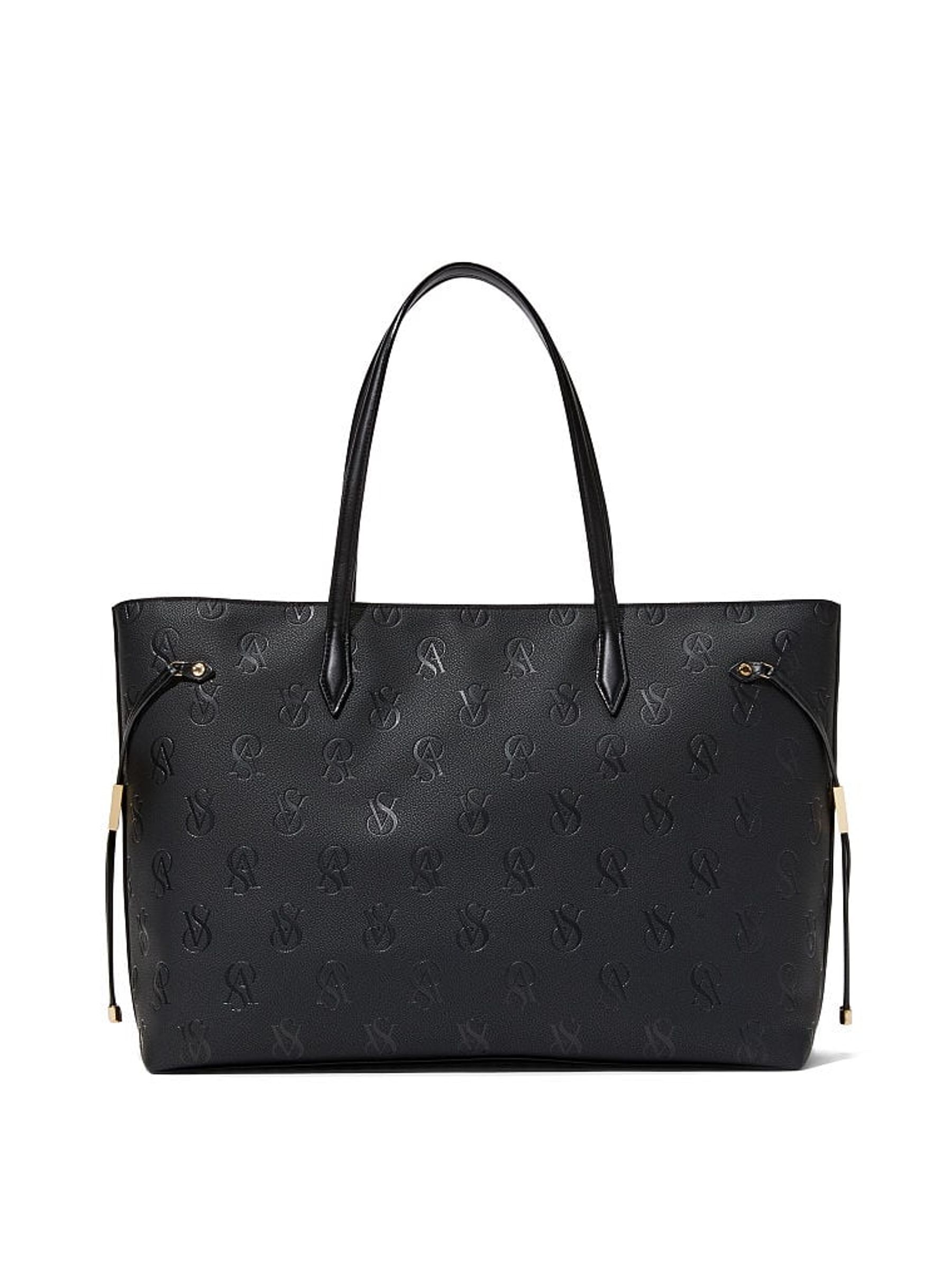 Black Embossed Monogram Tote Bag - Image 2 of 4