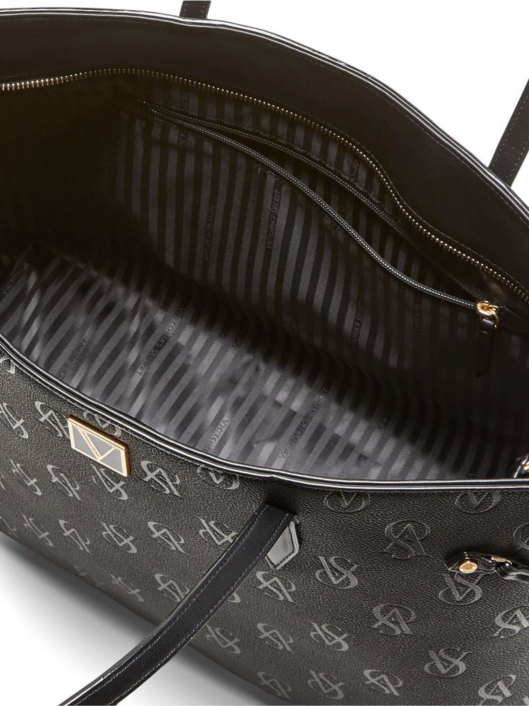Black Embossed Monogram Tote Bag - Image 3 of 4