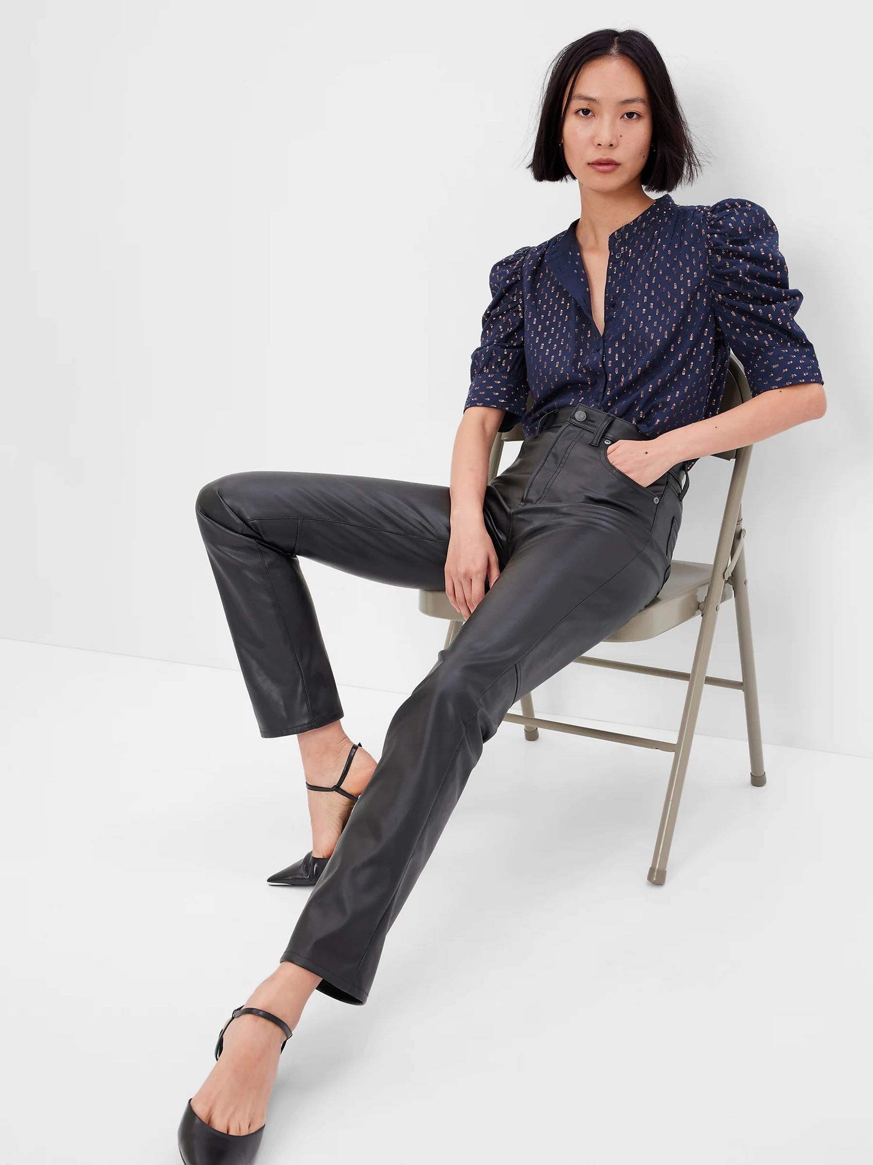 Blue Puff Sleeve Shirt - Image 1 of 3