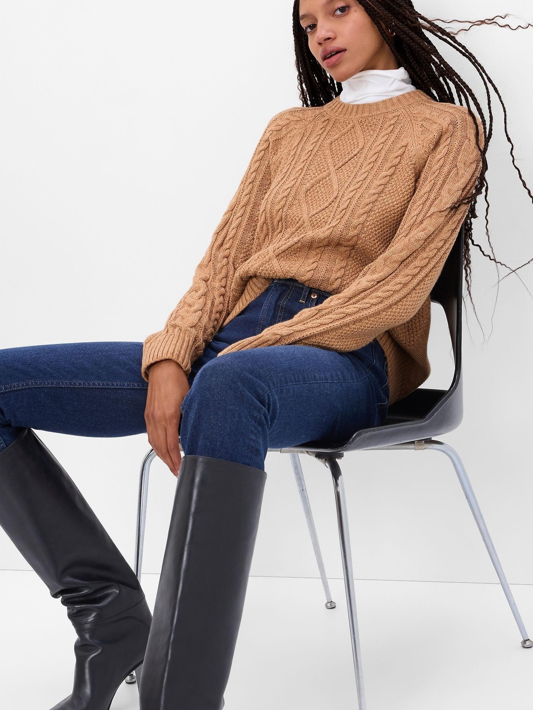 Brown Cable-Knit Crewneck Jumper - Image 1 of 1