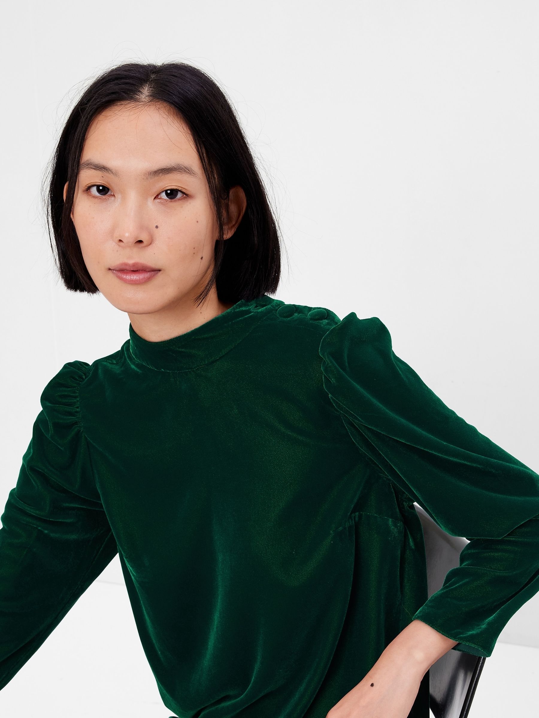 Green Mock Neck Long Sleeve Mini Dress - Image 4 of 4