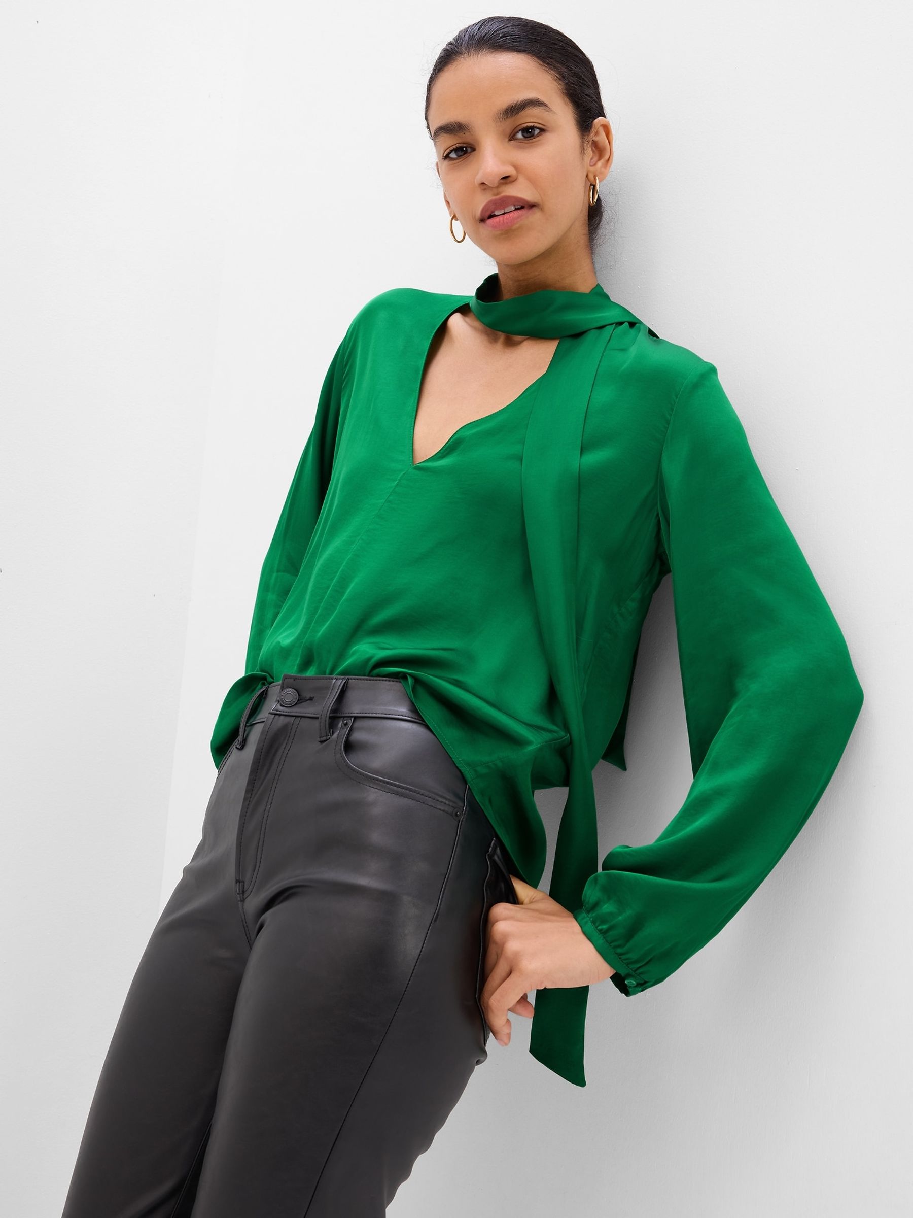 Green Scarf Top - Image 1 of 5