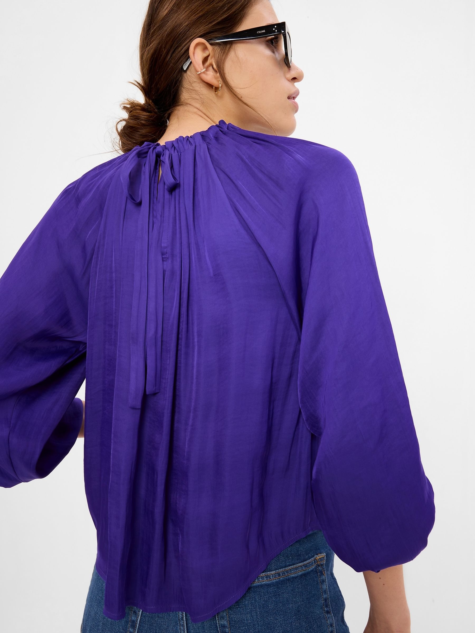 Purple Satin Tie-Back Top - Image 2 of 4