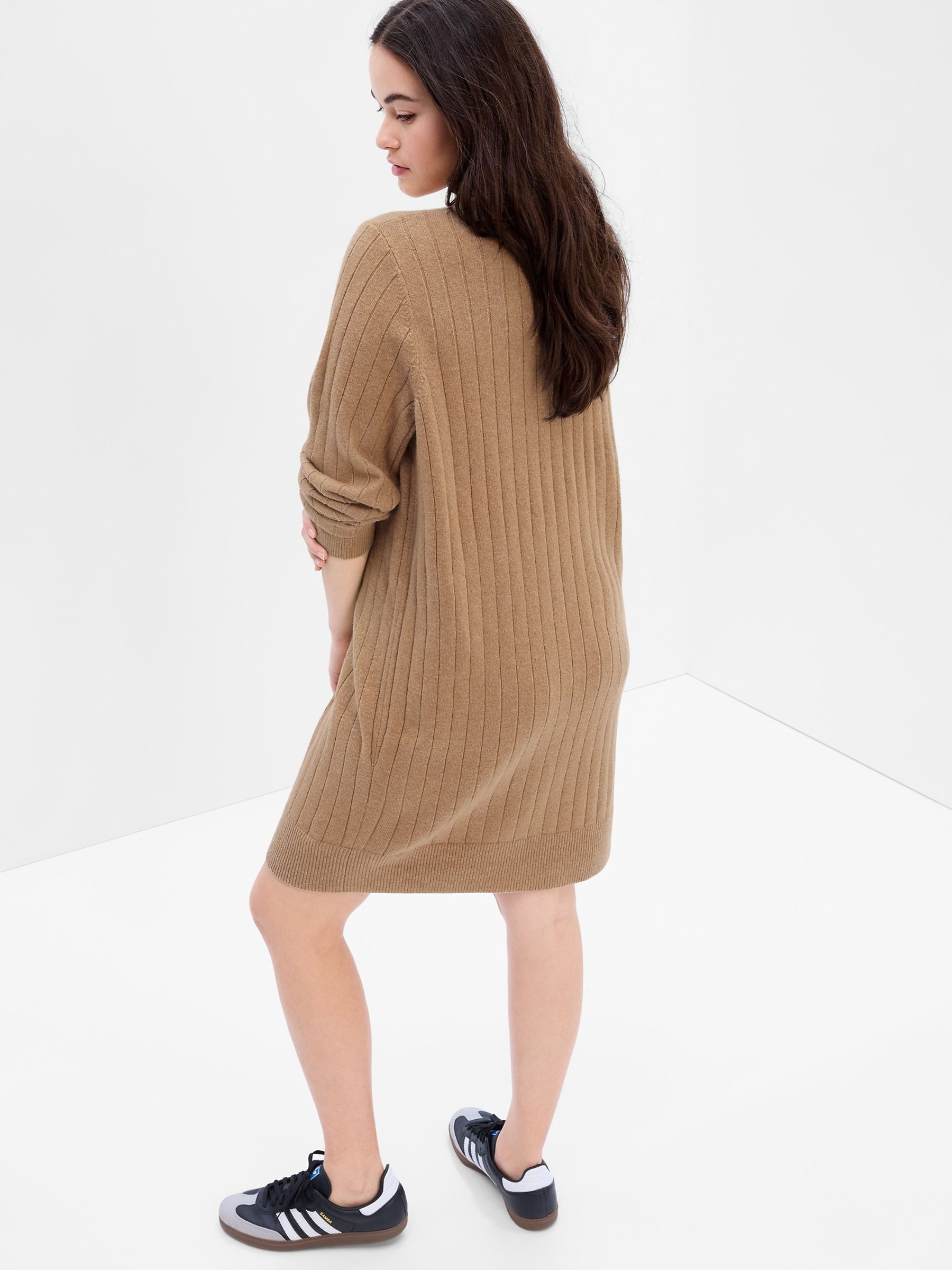 Beige Long Sleeve Crew Neck Jumper Dress - Image 2 of 5
