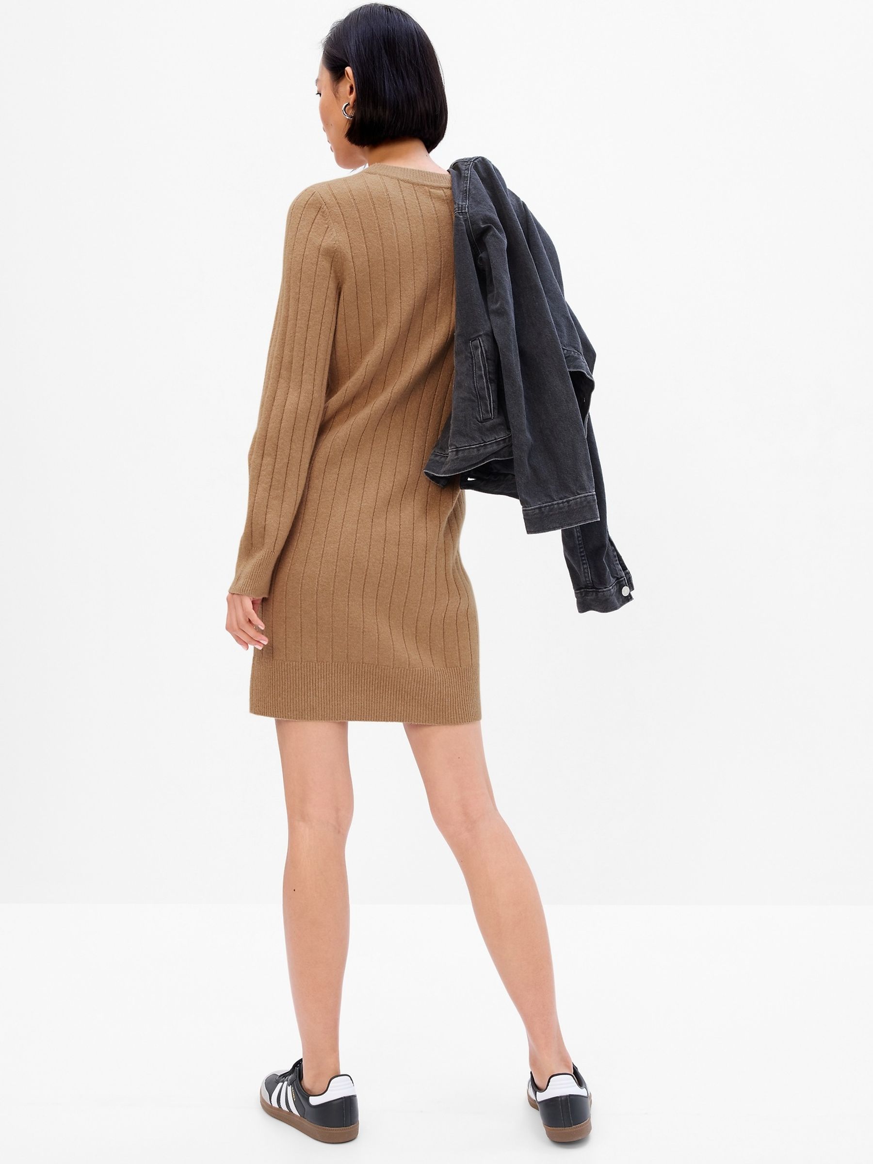 Beige Long Sleeve Crew Neck Jumper Dress - Image 3 of 5