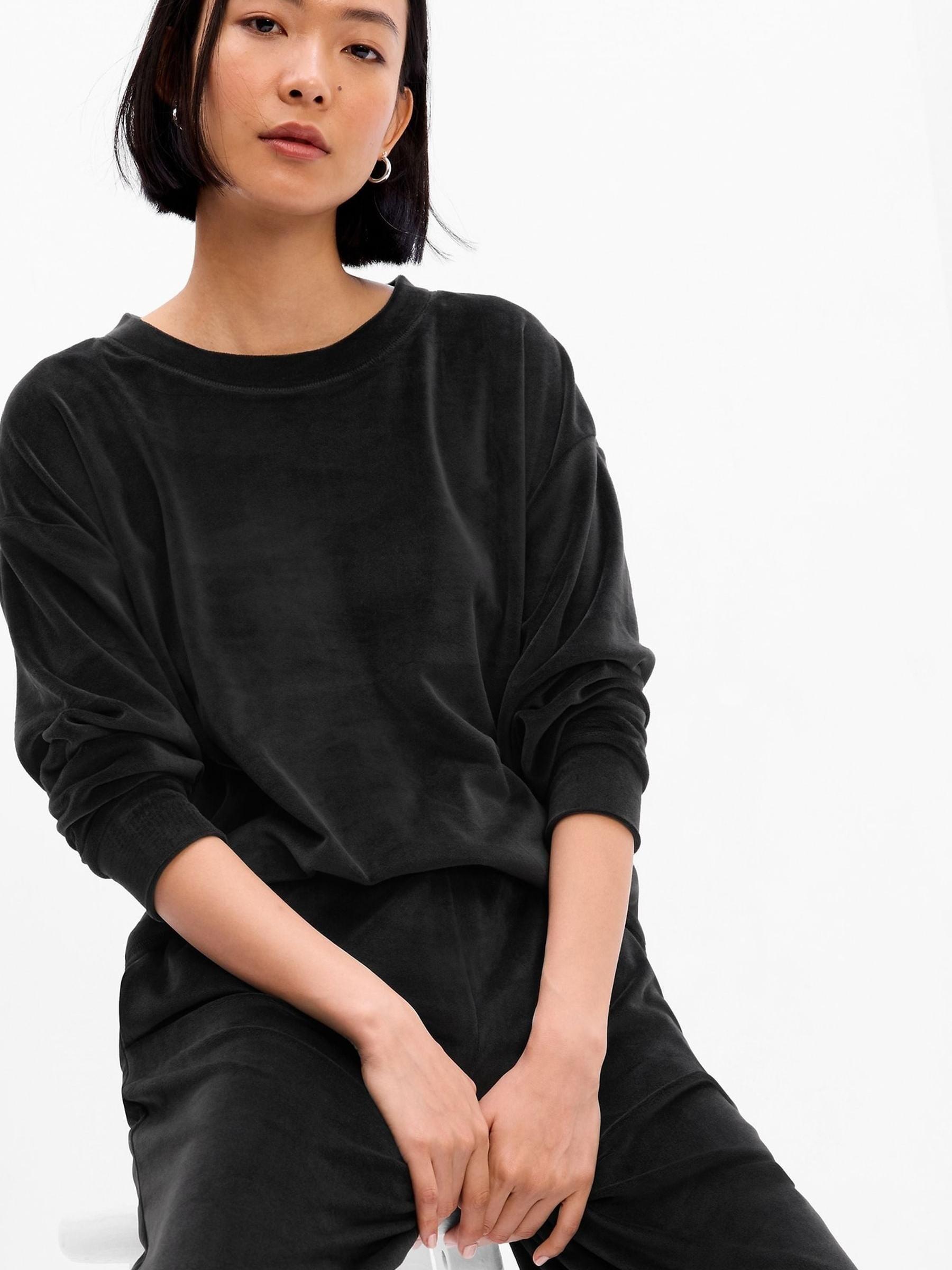 Black Velous Crew Neck Sweatshirt - Image 1 of 1