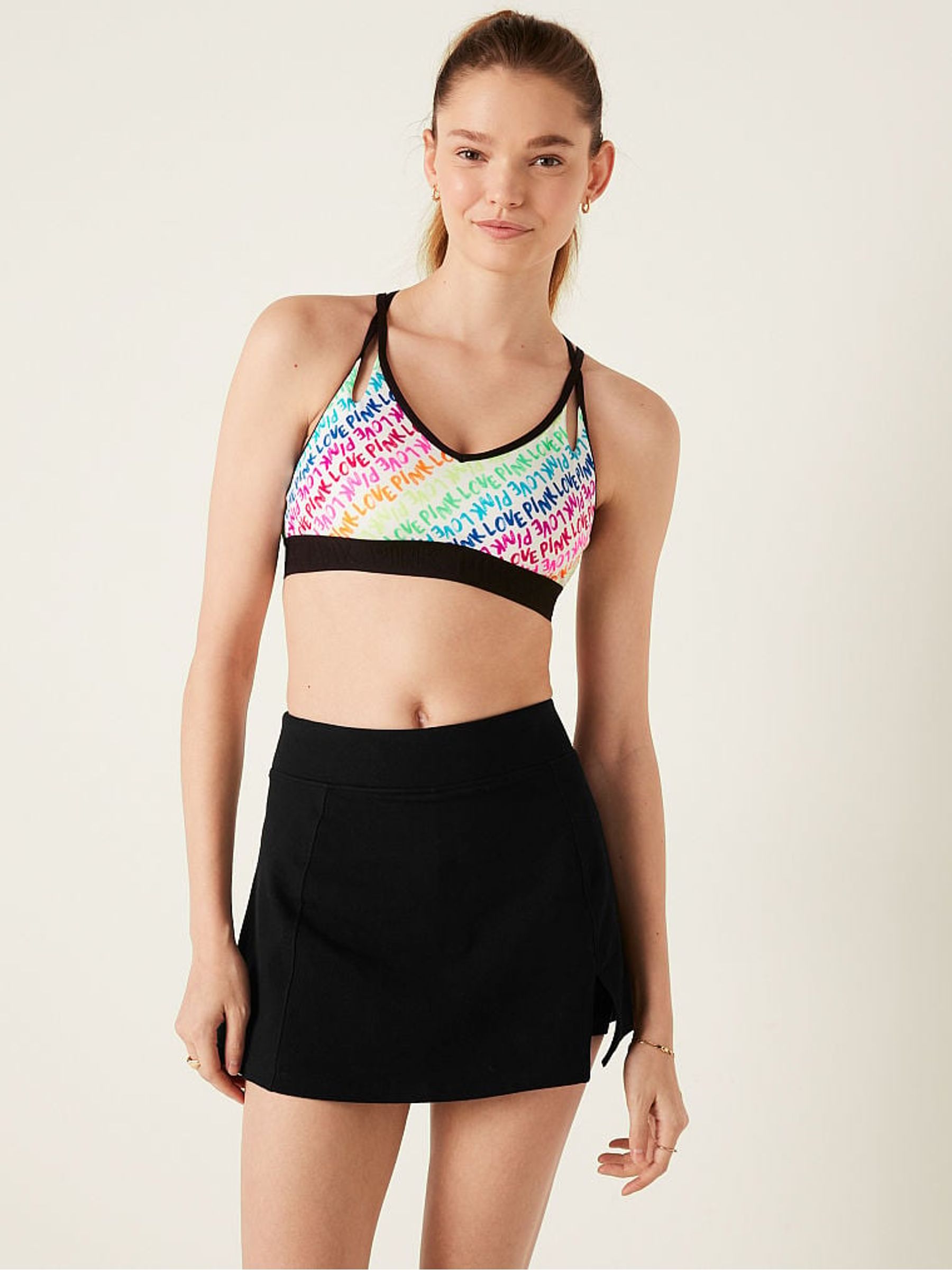 Optic White Rainbow Logo Ultimate Strappy back Lightly Lined Bra - Image 3 of 4