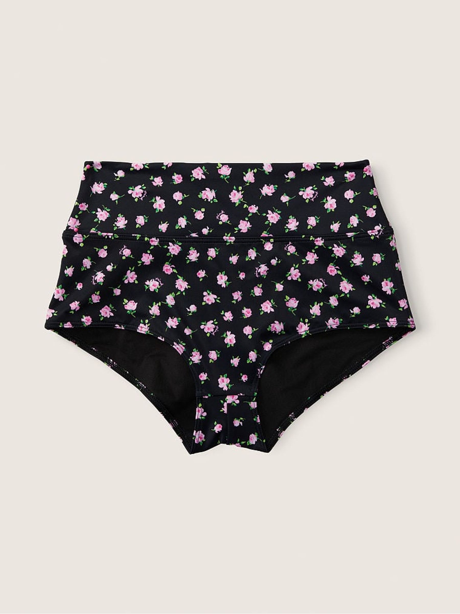 Pure Black Floral High Waisted Bikini Bottom - Image 4 of 4