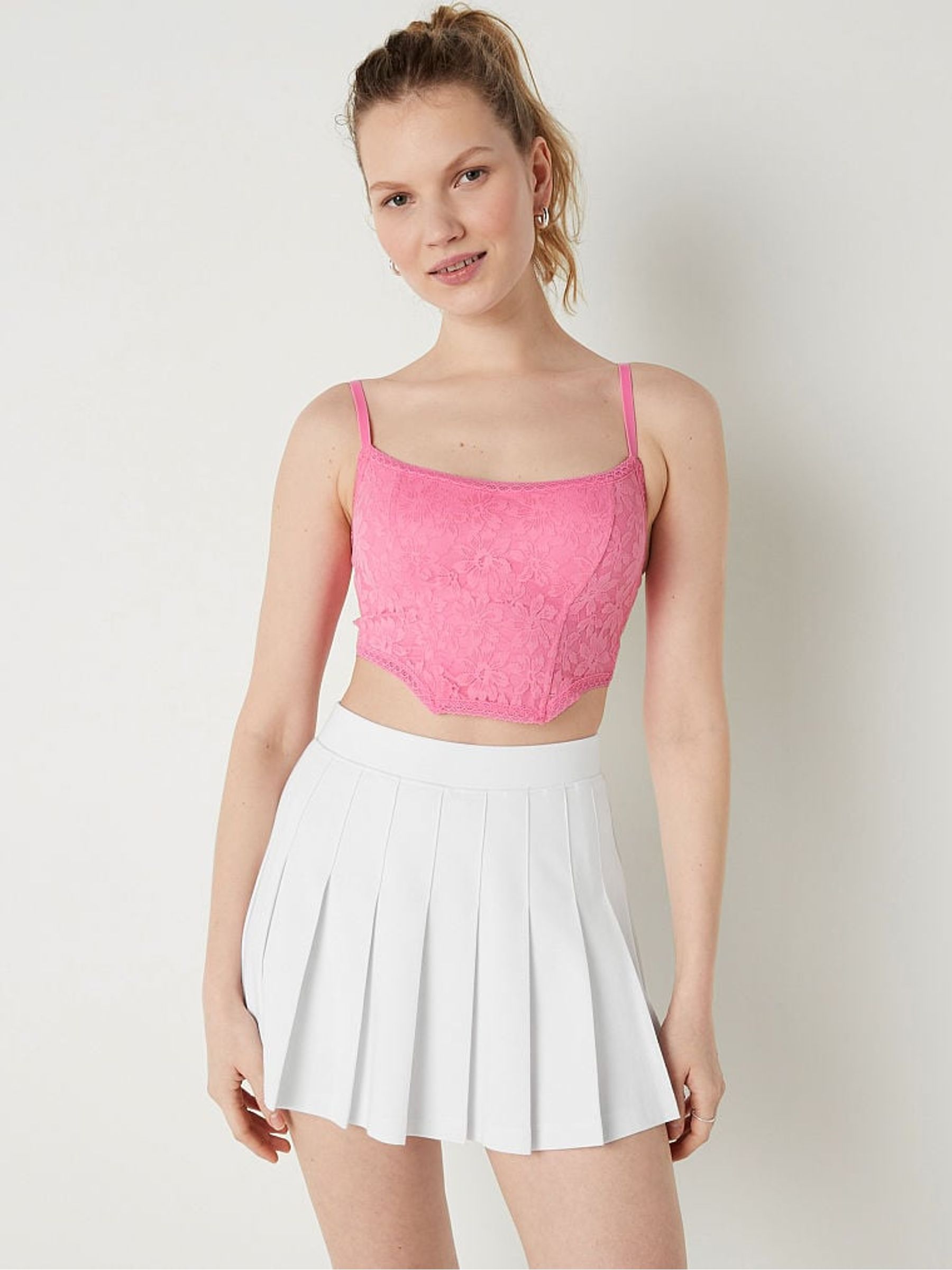 Dreamy Pink Lace Lightly Lined Corset Bralette - Image 1 of 5