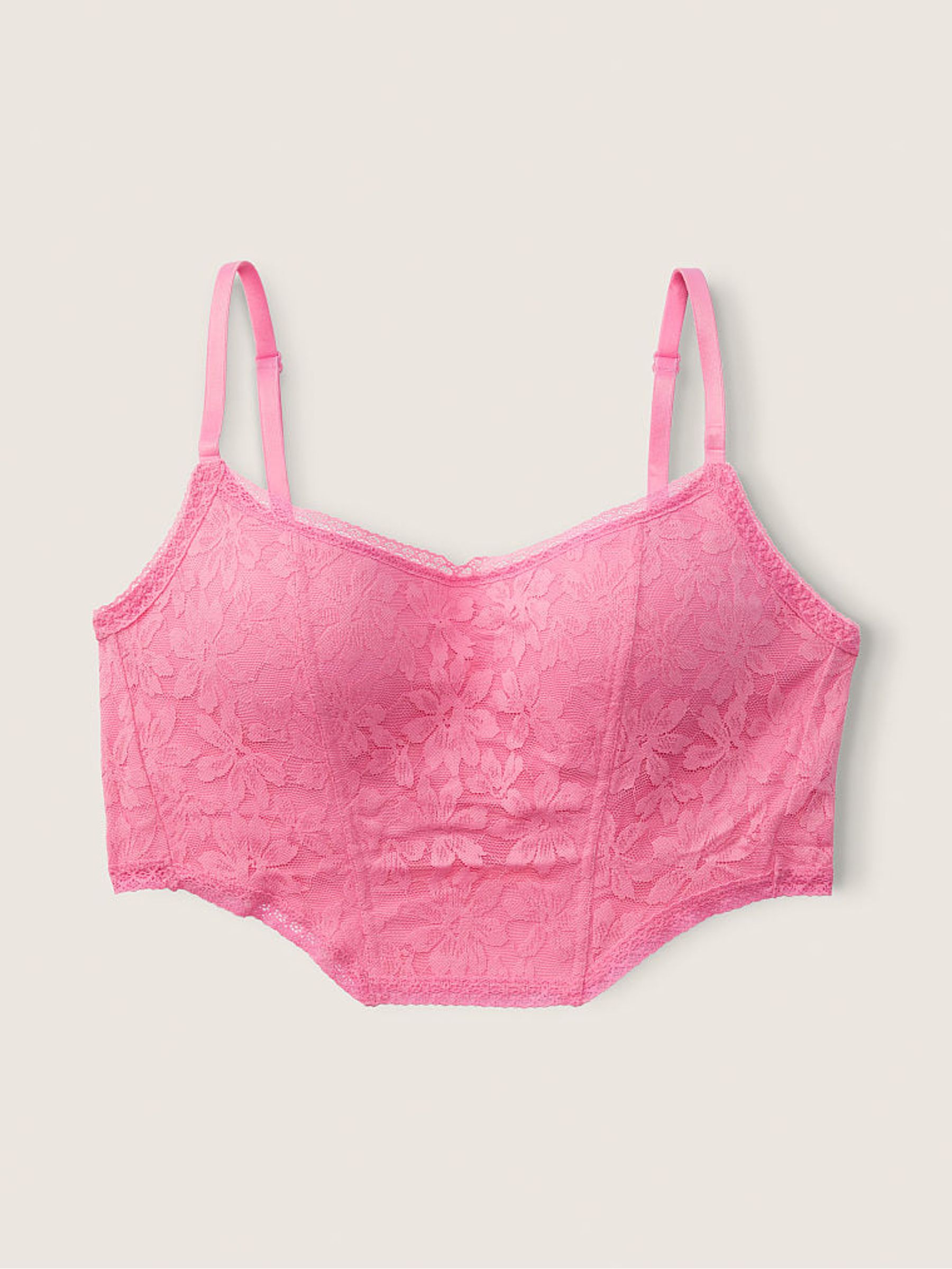 Dreamy Pink Lace Lightly Lined Corset Bralette - Image 4 of 5