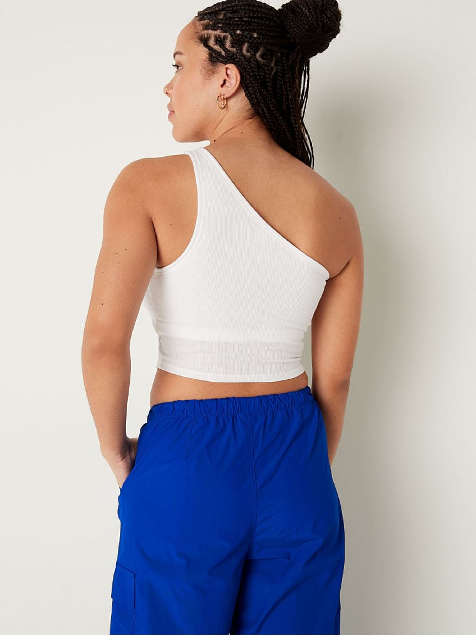 Optic White Shrunken One Shoulder Shelf Tank - Image 2 of 4