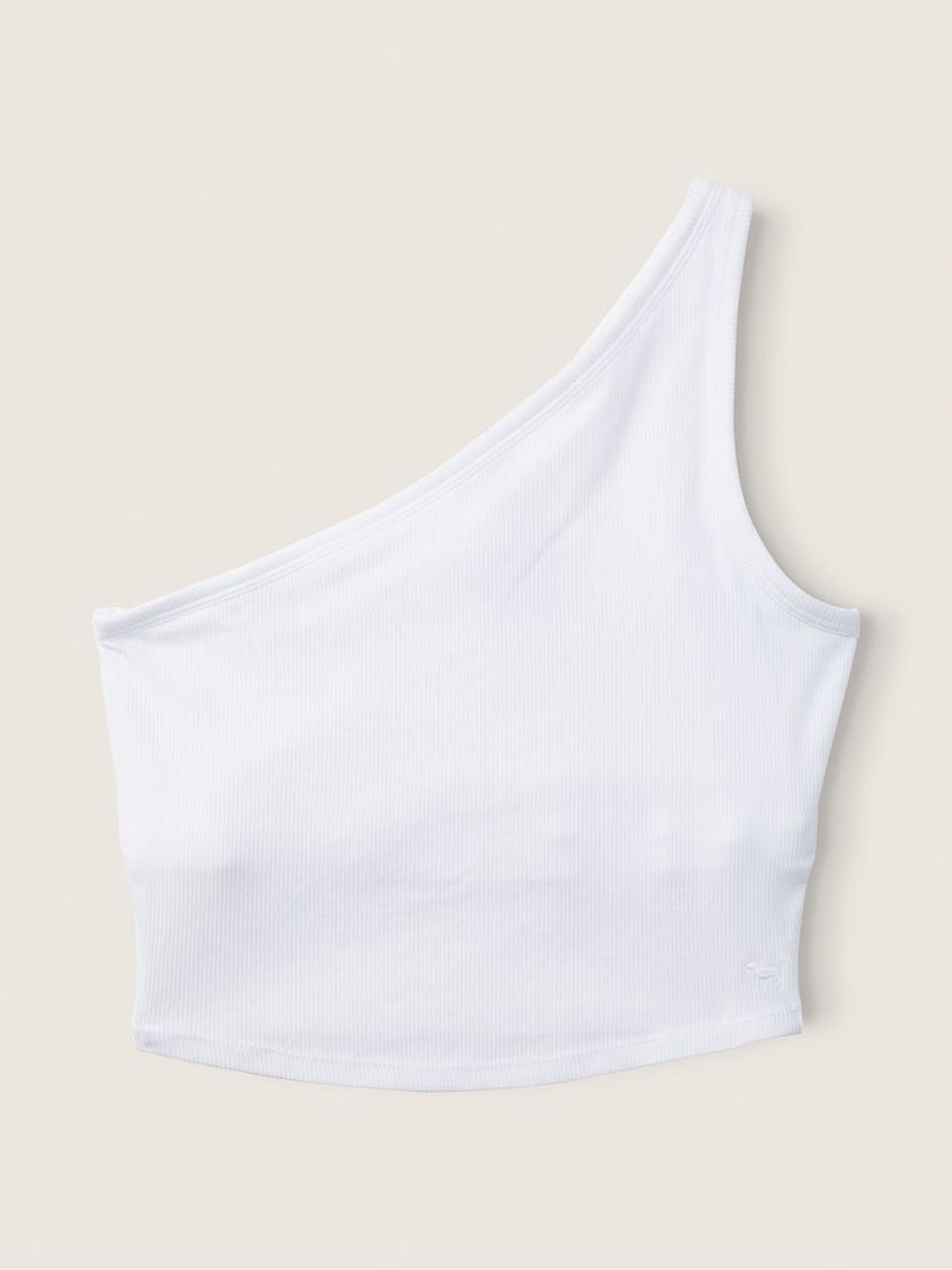 Optic White Shrunken One Shoulder Shelf Tank - Image 4 of 4