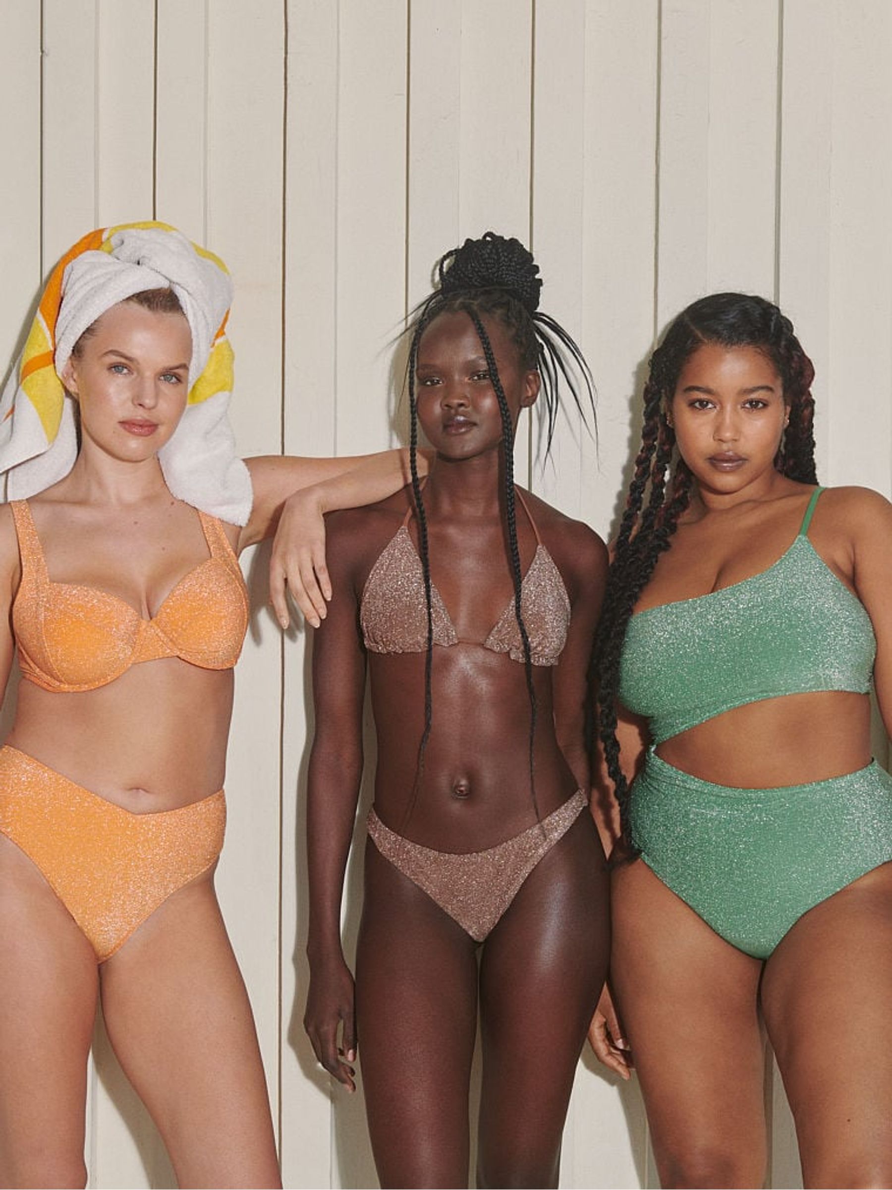 Tangelo Orange Brazilian Shimmer High Waist Cheeky Bikini Bottom - Image 3 of 5