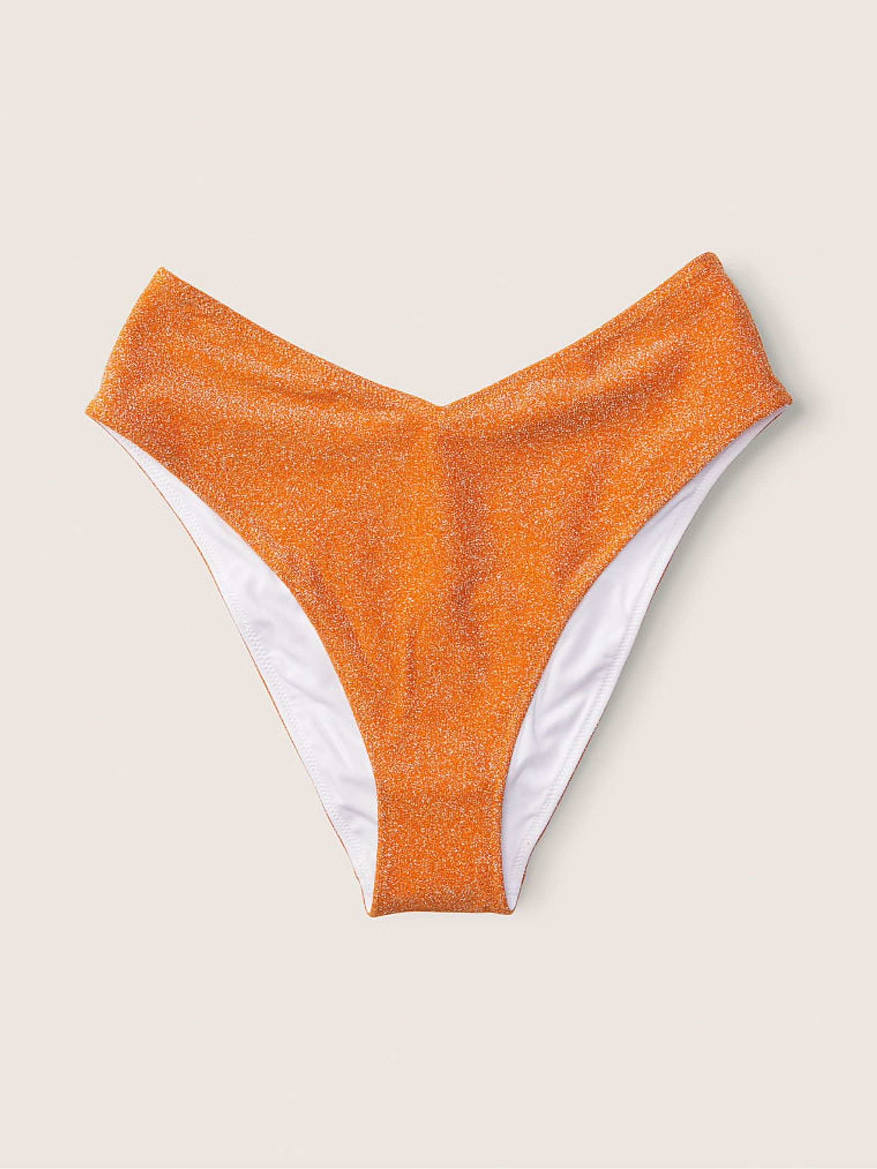 Tangelo Orange Brazilian Shimmer High Waist Cheeky Bikini Bottom - Image 4 of 5