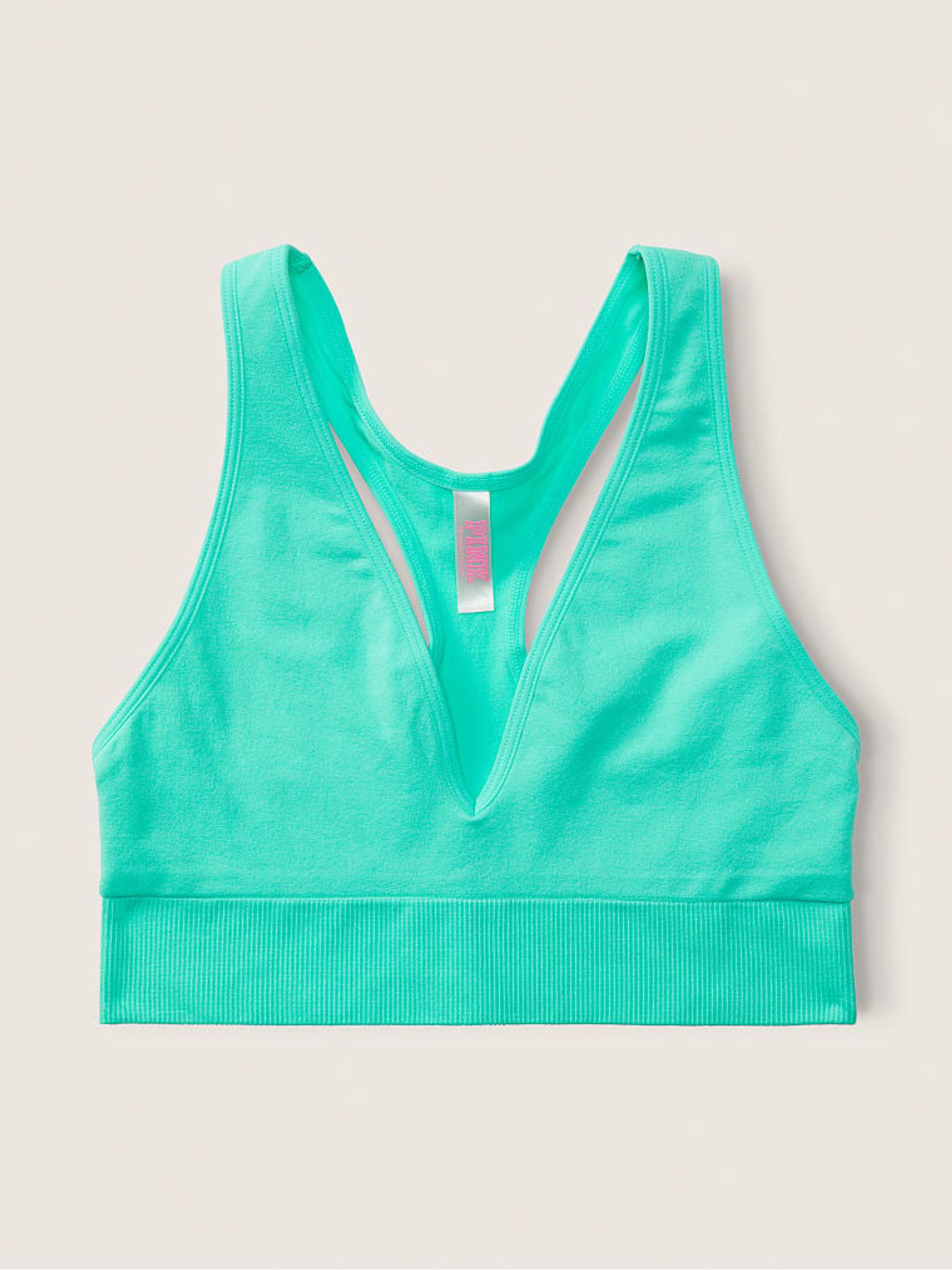 Teal Ice Green Seamless Plunge Bralette - Image 4 of 4