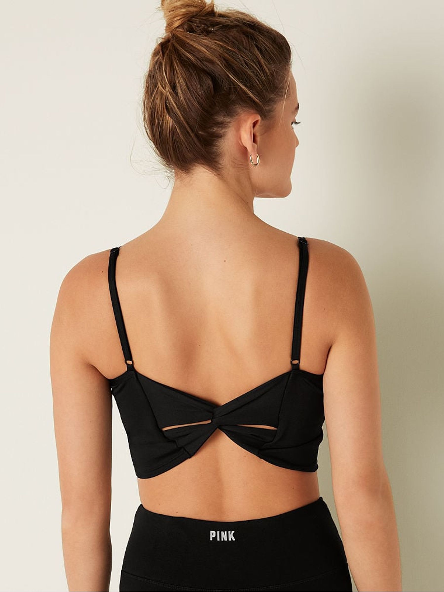 Pure Black Ultimate Lightly Lined Twist Back Sports Bra - Image 2 of 5